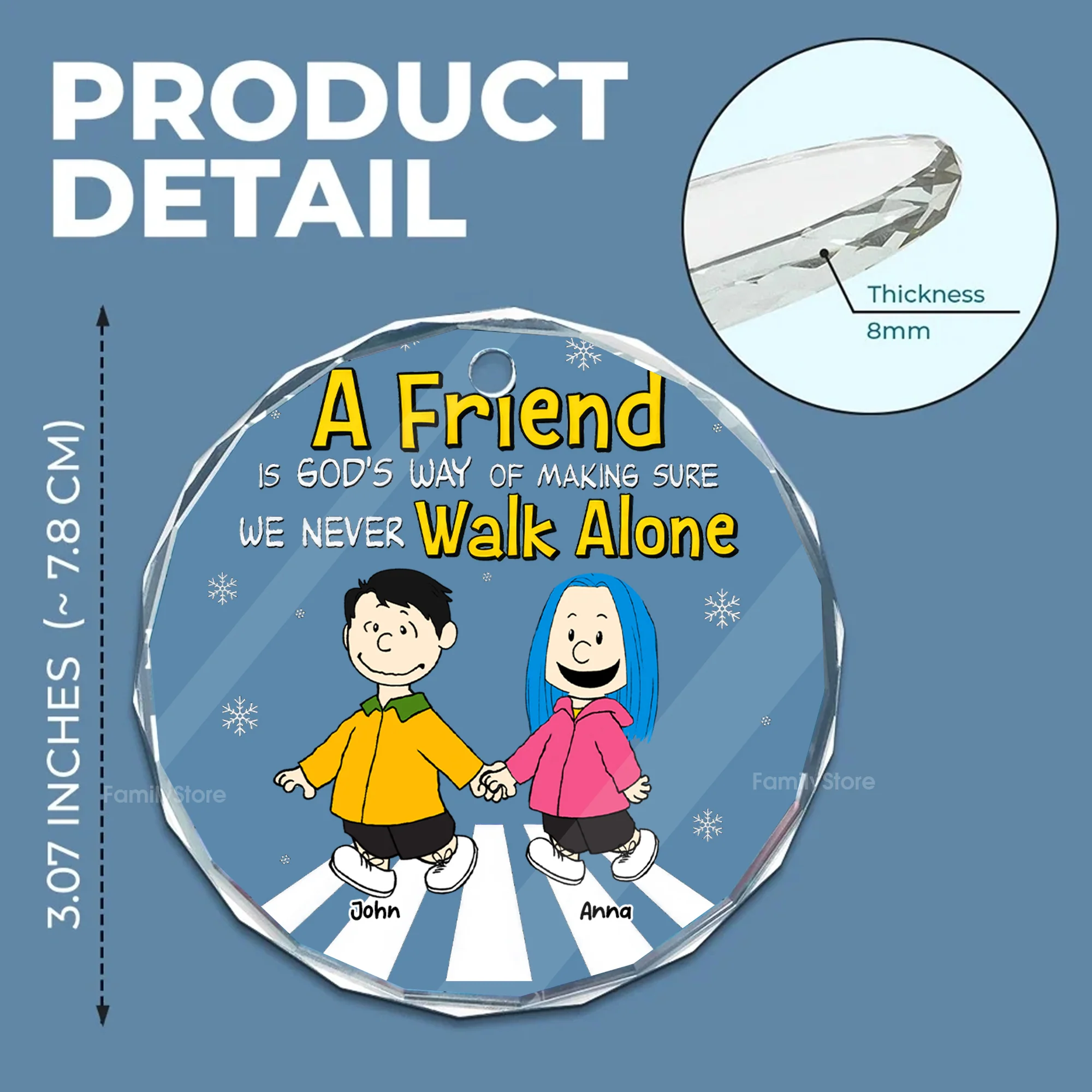 A Friend Is God's Way Of Making Sure We Never Walk Alone - Peanut - Personalized Glass Ornament - Funny Gift For Friend, Family Member - CL48 NH96 - Image 5