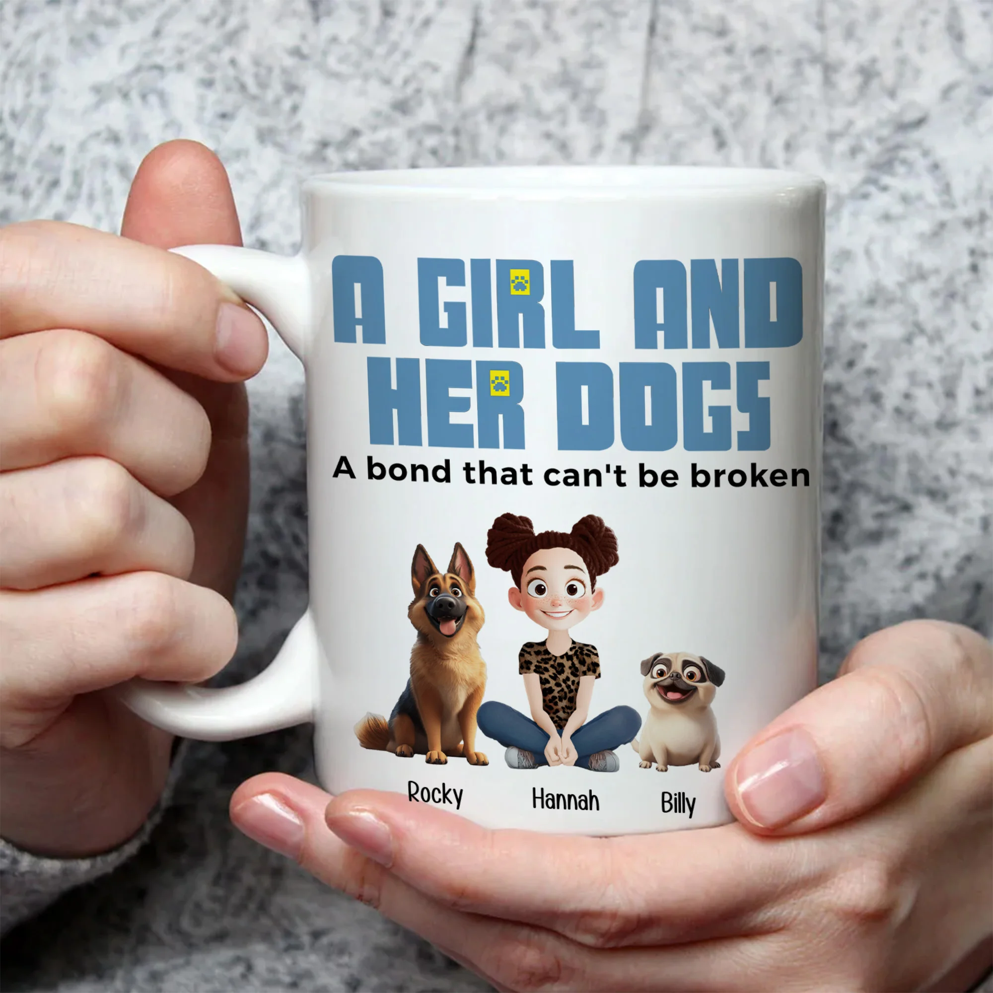 A Girl & Her Dogs Has Unbreakable Bond Cartoon Pet - Personalized Mug - Gift for Pet Owners, Pet Lovers, Dog Mom | CLP15 NH96 - Image 4