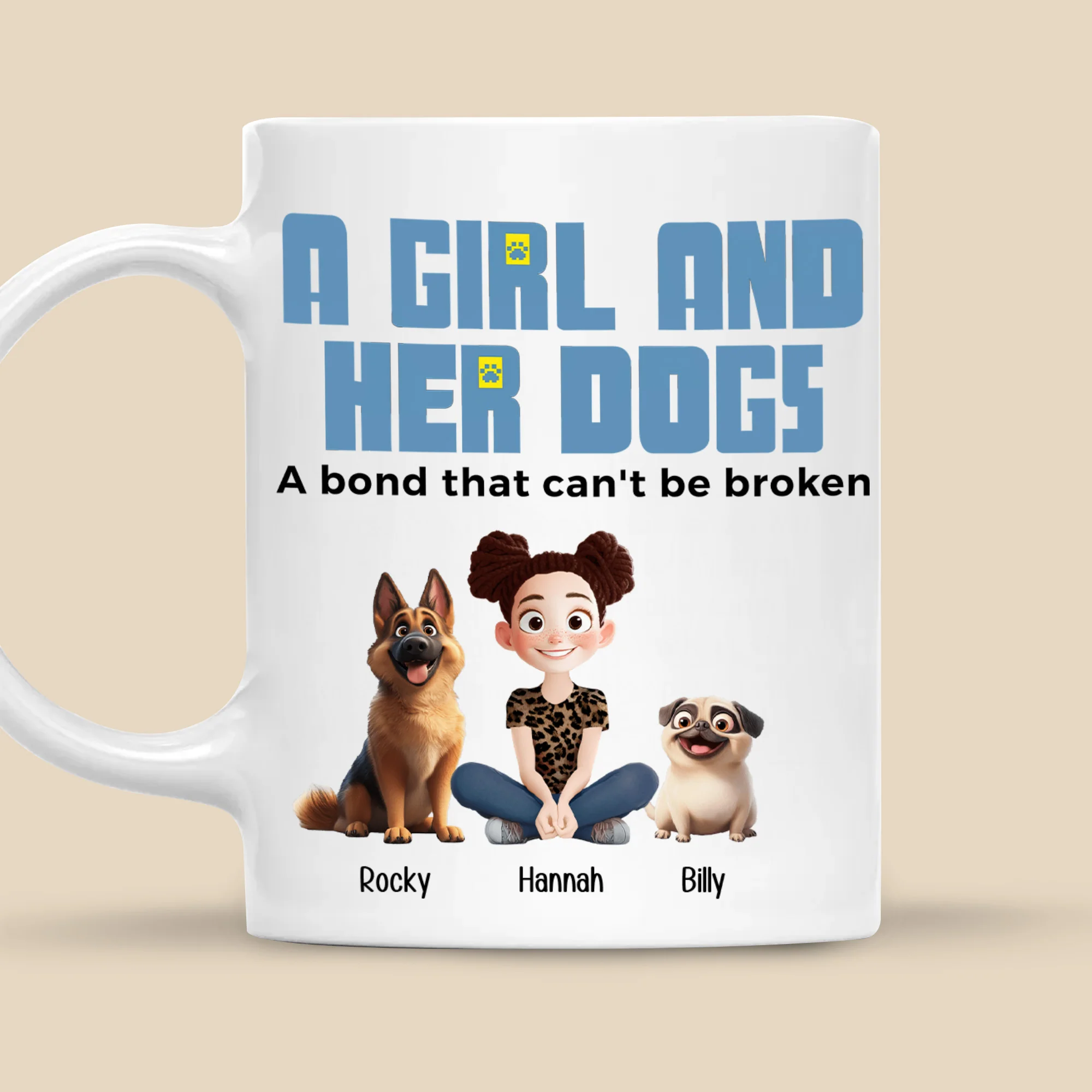 A Girl & Her Dogs Has Unbreakable Bond Cartoon Pet - Personalized Mug - Gift for Pet Owners, Pet Lovers, Dog Mom | CLP15 NH96 - Image 5
