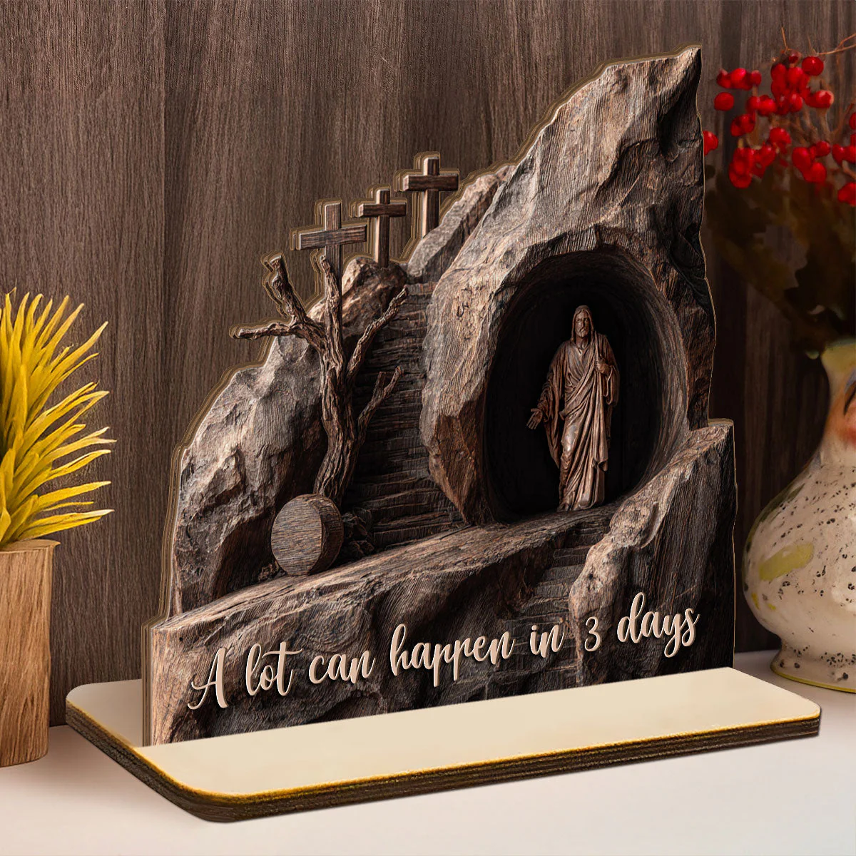 A Lot Can Happen In 3 Days - Shaped Wooden Plaque - Christian Gift For Him BA01 - Image 4