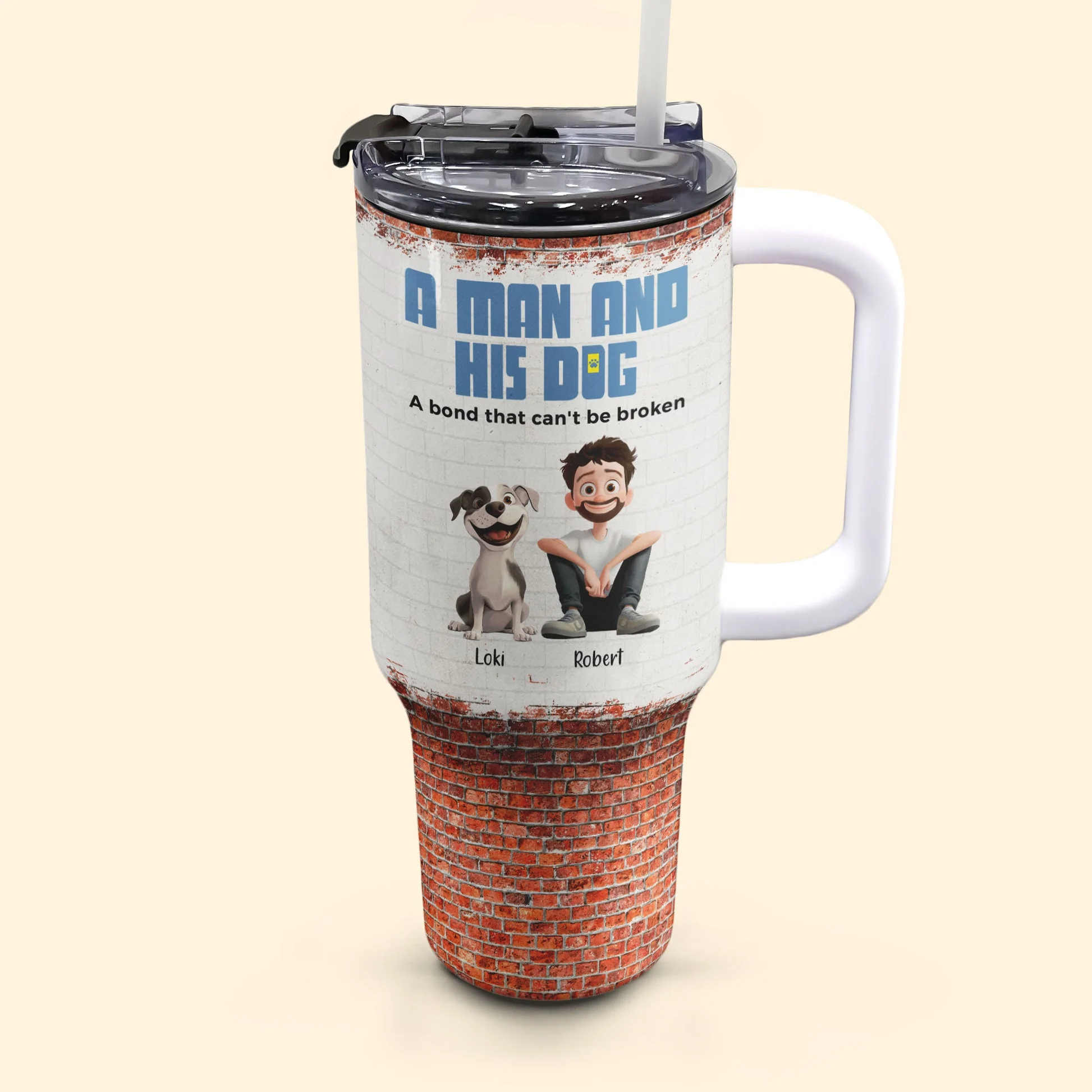 A Man And His Dogs Cartoon Dog - Personalized 40oz Tumbler Cup With Straw - Gift for Pet Owners, Dog Lovers, Dog Dad | CLP15 NH96 - Image 6