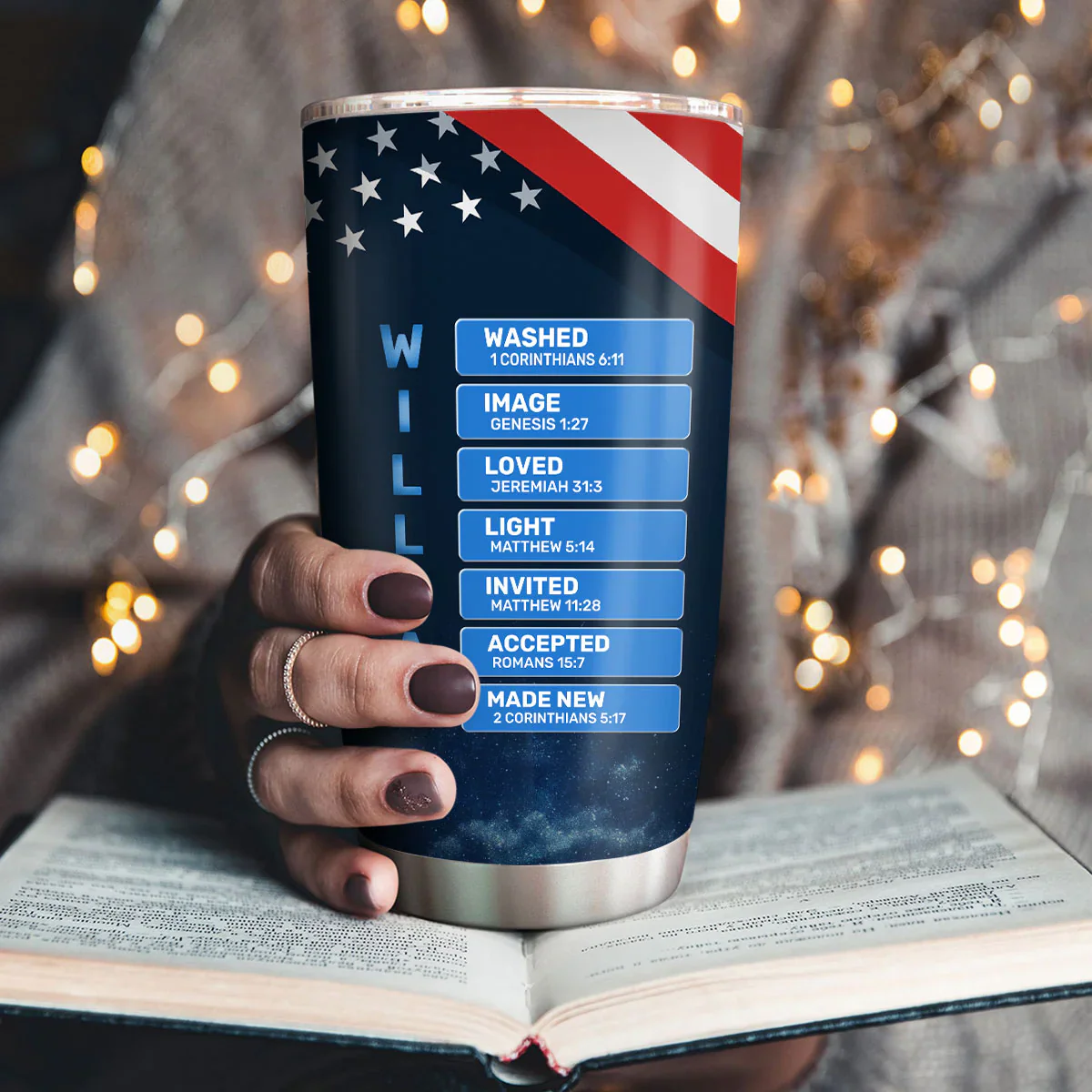 A Man Of God A Child Of Faith - Personalized Stainless Steel Tumbler - Gift For Him, Son - Image 3