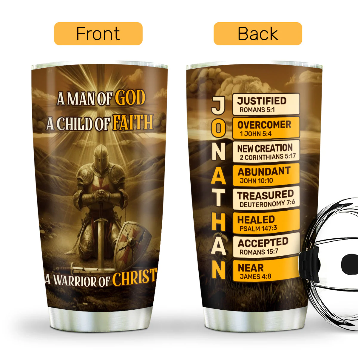 A Man Of God - Personalized Stainless Steel Tumbler HL128 - Image 2