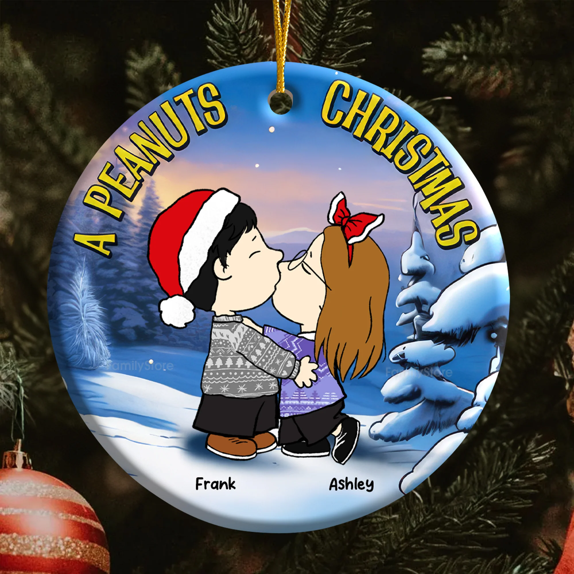 A Peanut Christmas - Personalized Ceramic Ornament - Gift For Couple, Husband Wife - CL45 NH96