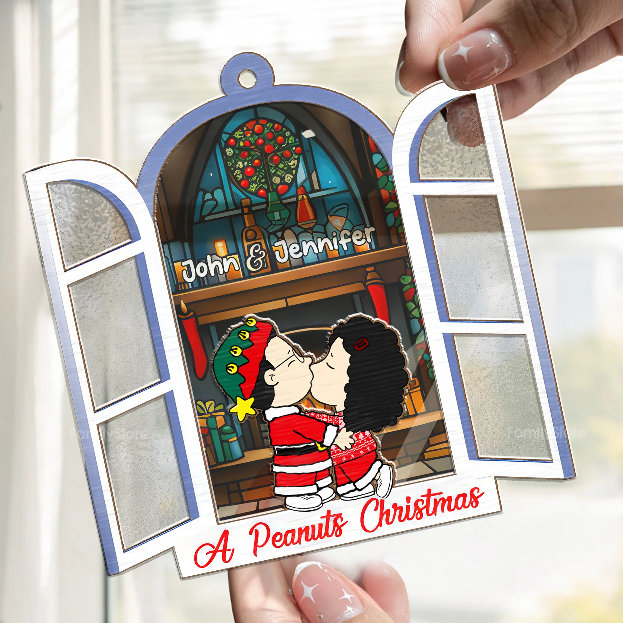 A Peanut Christmas - Personalized Window Hanging Window Hanging Suncatcher Ornament - Gift For Couple, Husband Wife - CL45 NH96 - Image 2