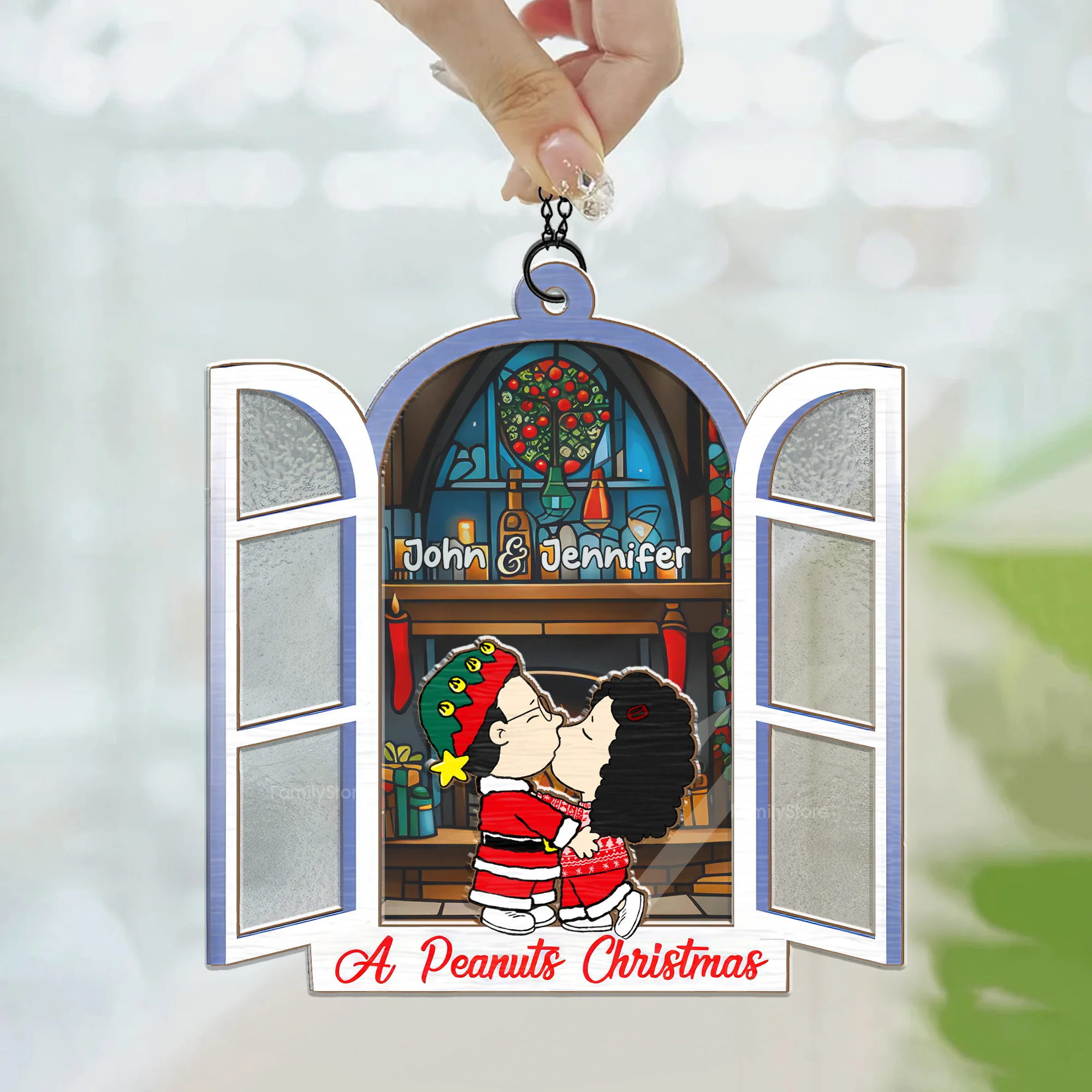 A Peanut Christmas - Personalized Window Hanging Window Hanging Suncatcher Ornament - Gift For Couple, Husband Wife - CL45 NH96 - Image 3