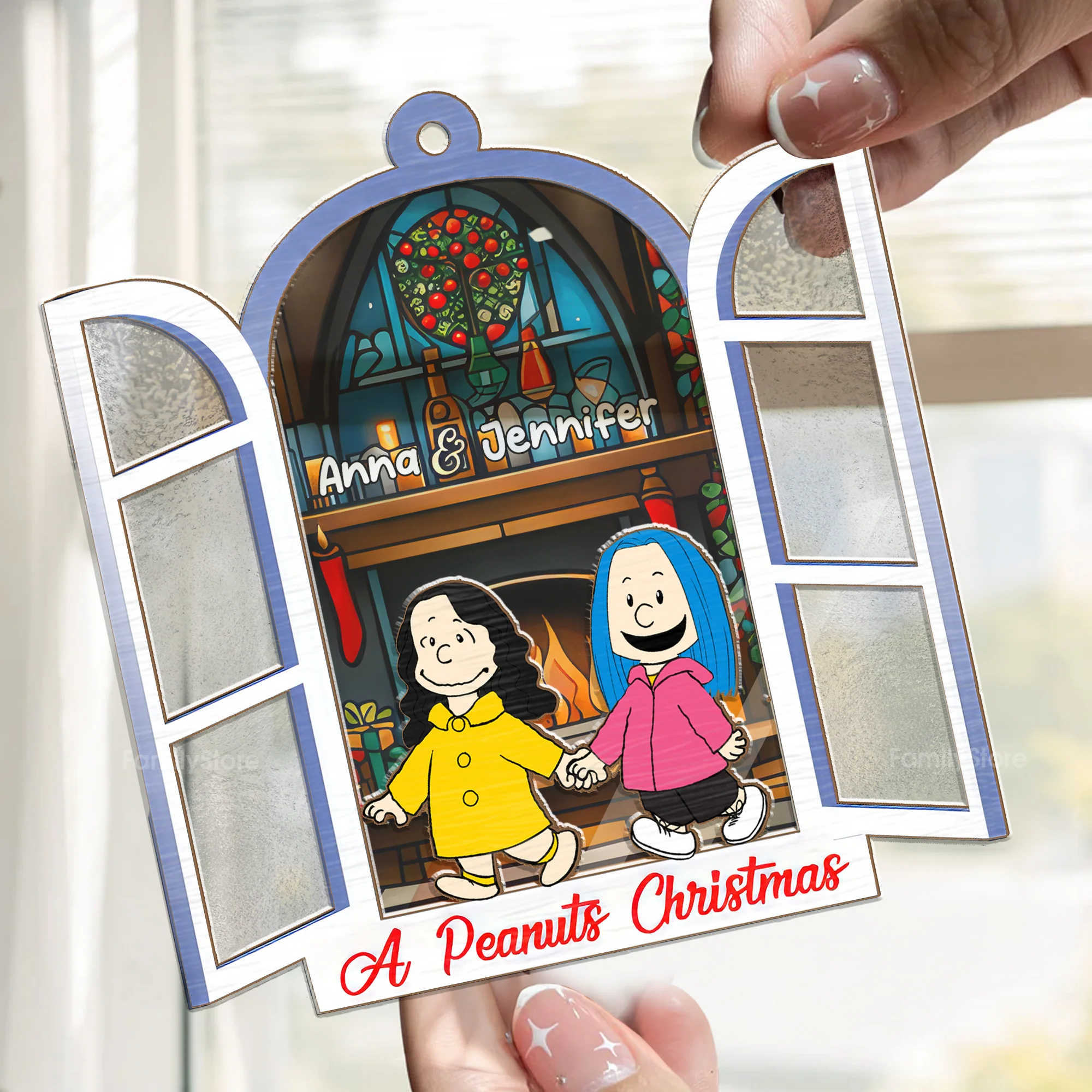 A Peanut Christmas - Personalized Window Hanging Window Hanging Suncatcher Ornament - Gift For Couple, Husband Wife - CL48 NH96 - Image 2