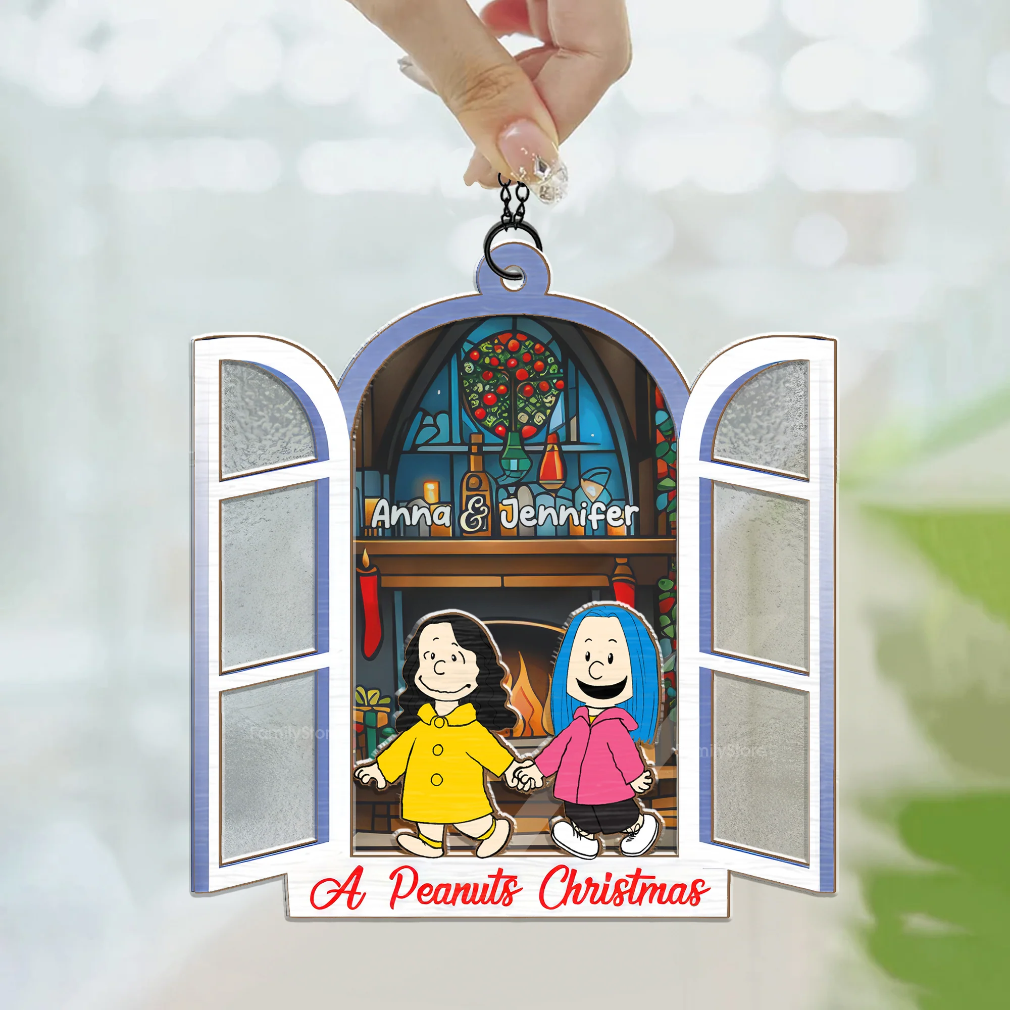 A Peanut Christmas - Personalized Window Hanging Window Hanging Suncatcher Ornament - Gift For Couple, Husband Wife - CL48 NH96 - Image 3