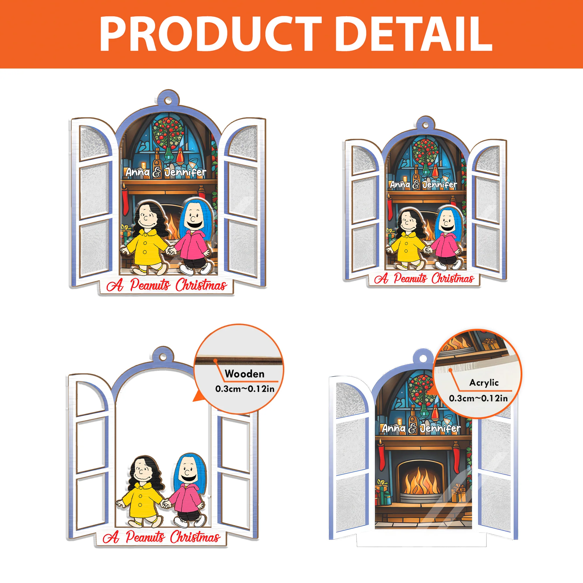 A Peanut Christmas - Personalized Window Hanging Window Hanging Suncatcher Ornament - Gift For Couple, Husband Wife - CL48 NH96 - Image 4