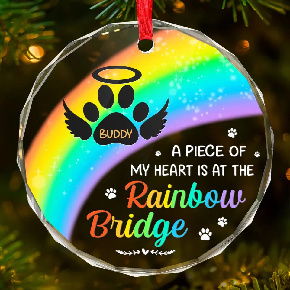 A Piece Of My Heart Is At The Rainbow Bridge - Personalized Glass Ornament - Christmas Gift For Pet Owners, Pet Lovers HH01 - Image 2