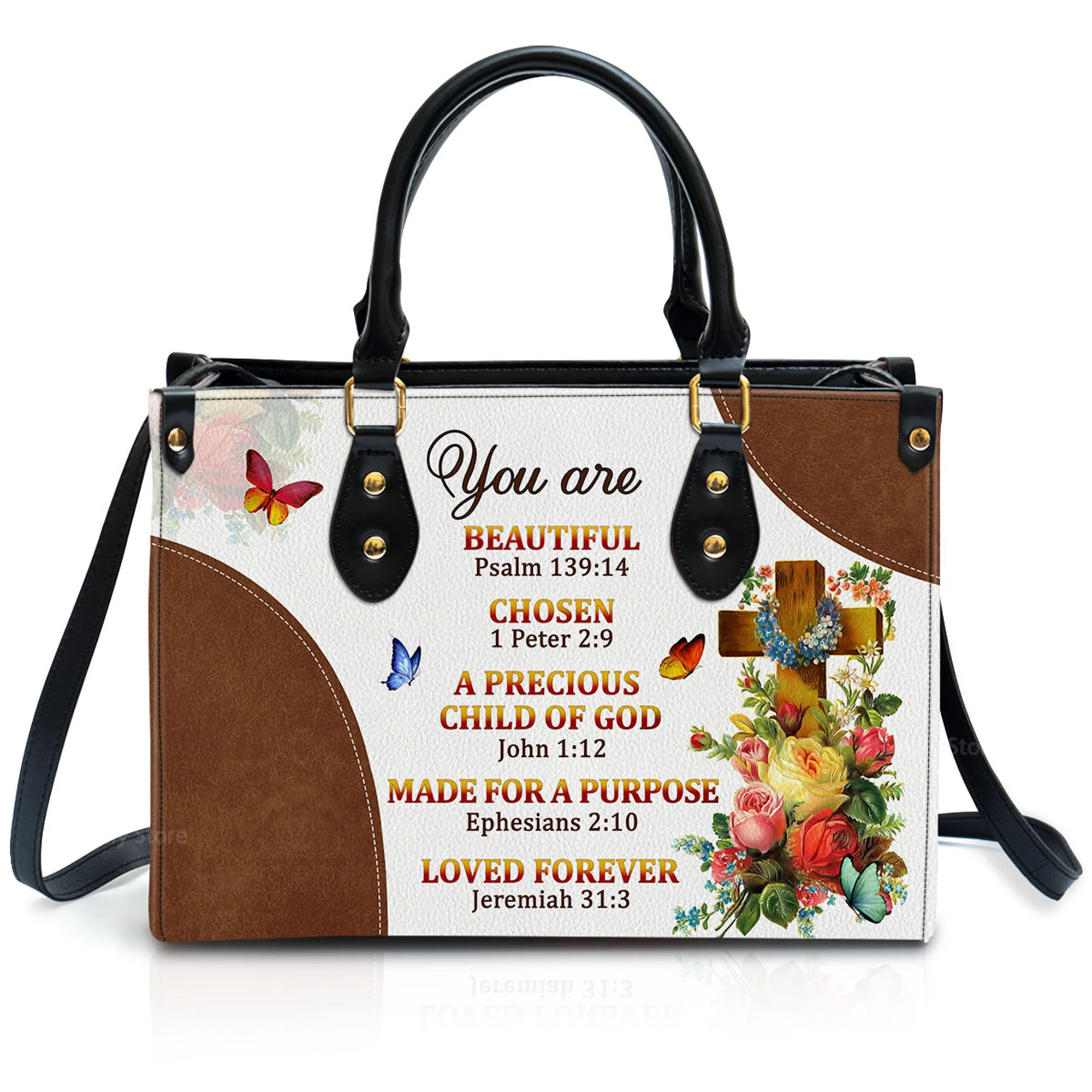 A Precious Child Of God - Thoughtful Gift For Christians - Personalized Leather Handbag With Handle - AT4080838 - Image 2