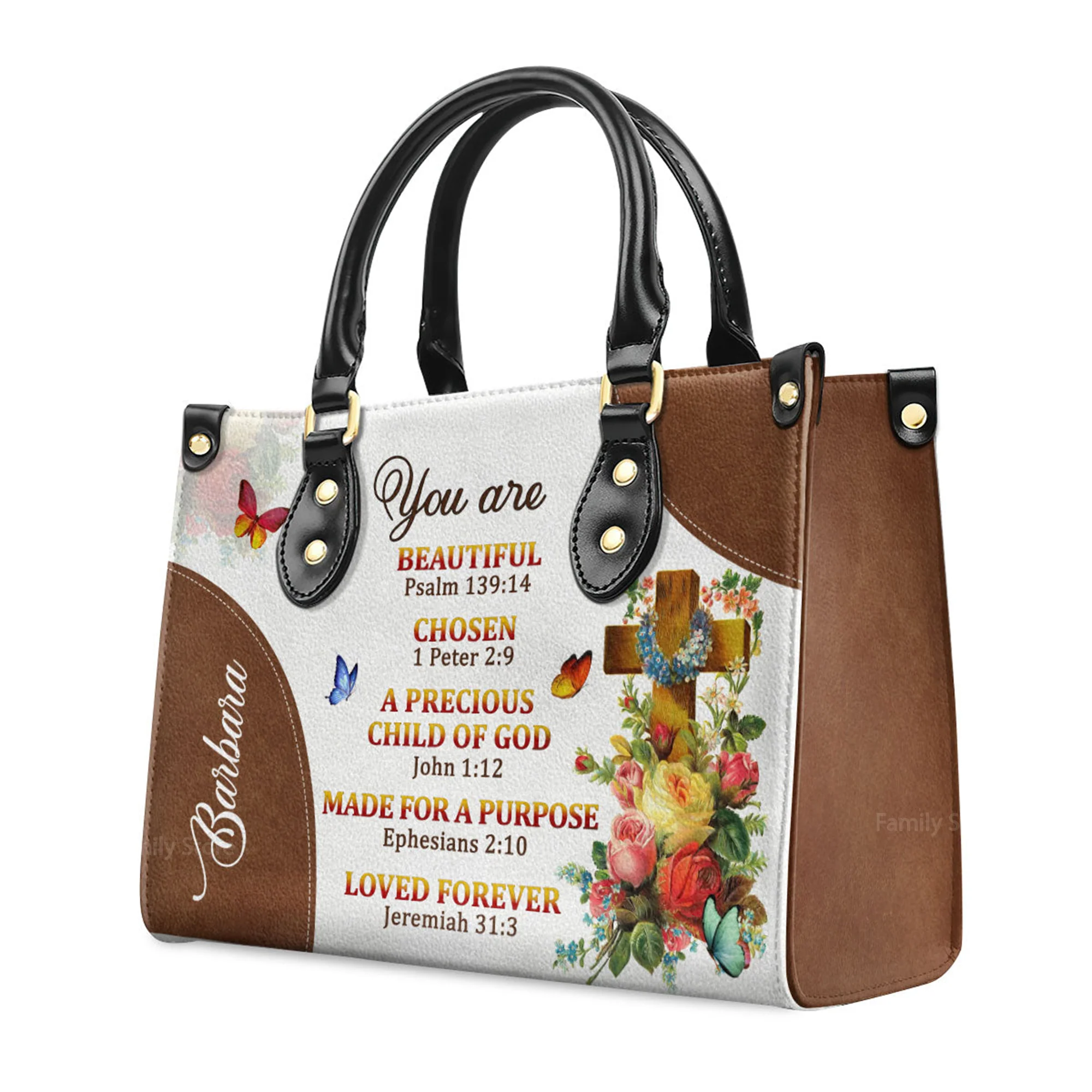 A Precious Child Of God - Thoughtful Gift For Christians - Personalized Leather Handbag With Handle - AT4080838 - Image 3