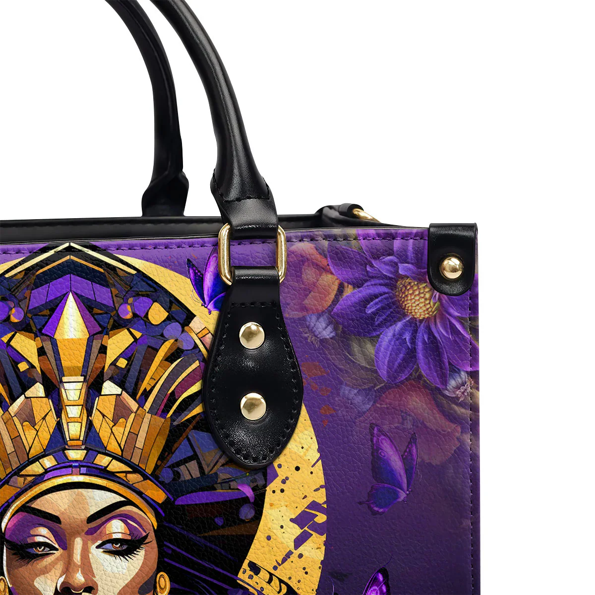 A Queen Was Born In Tote - Custom Name & Birth Month Leather Handbag - Birthday Gift for Black Women HD95 - Image 6