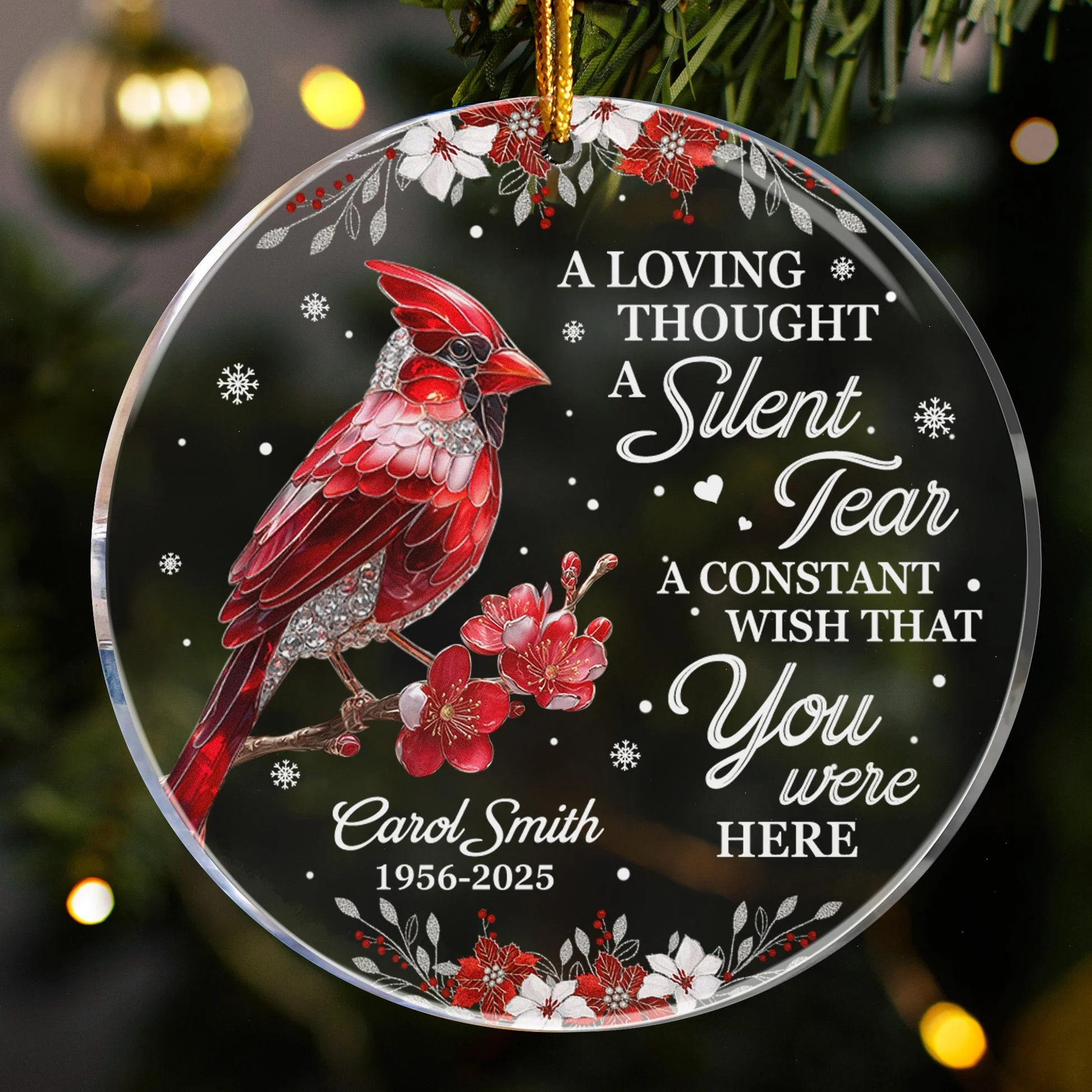 A Silent Tear Cardinal, Hummingbird, Dragonfly, Butterfly Memorial - Personalized Acrylic Ornament - Memorial Gifts NL122