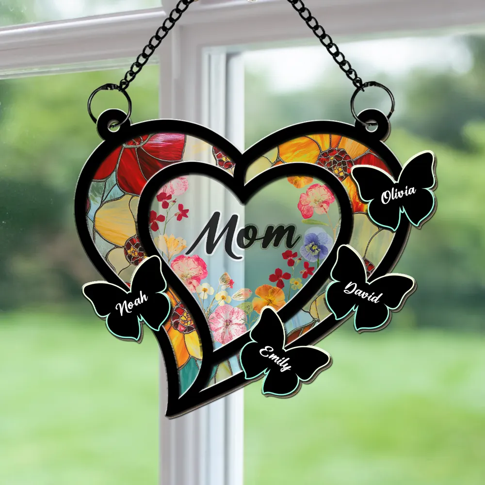 A Suncatcher of Love - Personalized Window Hanging Window Hanging Suncatcher Ornament - Gift For Mom, Grandma, Mother's Day | NA94