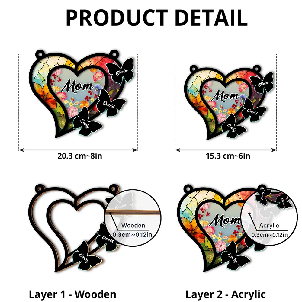 A Suncatcher of Love - Personalized Window Hanging Window Hanging Suncatcher Ornament - Gift For Mom, Grandma, Mother's Day | NA94 - Image 4