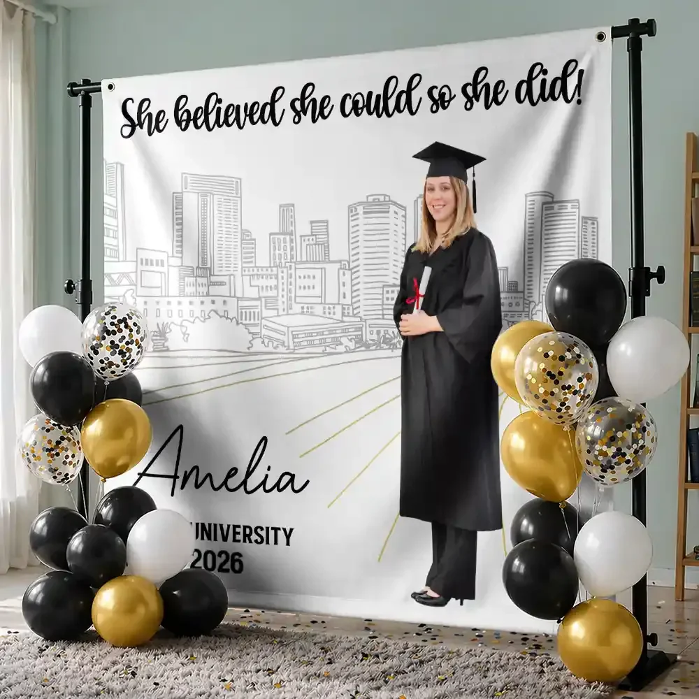 A Sweet Ending To The New Beginning - Personalized Backdrop - Gift For Graduates - Image 2