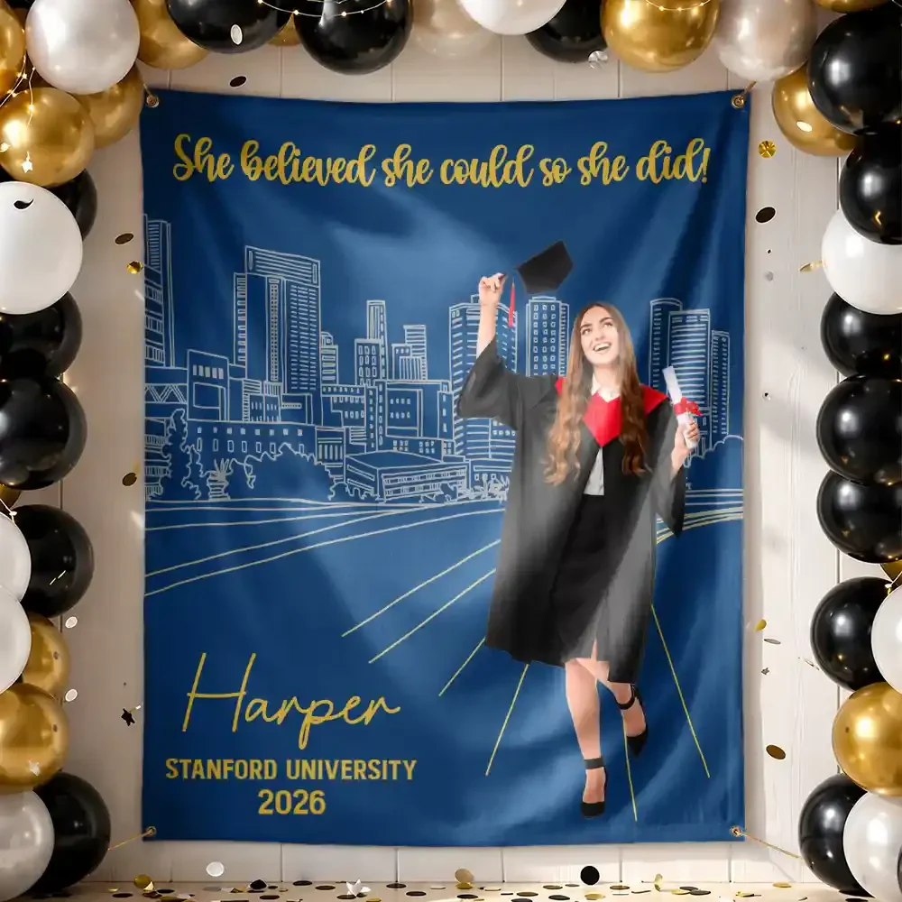 A Sweet Ending To The New Beginning - Personalized Backdrop - Gift For Graduates - Image 4