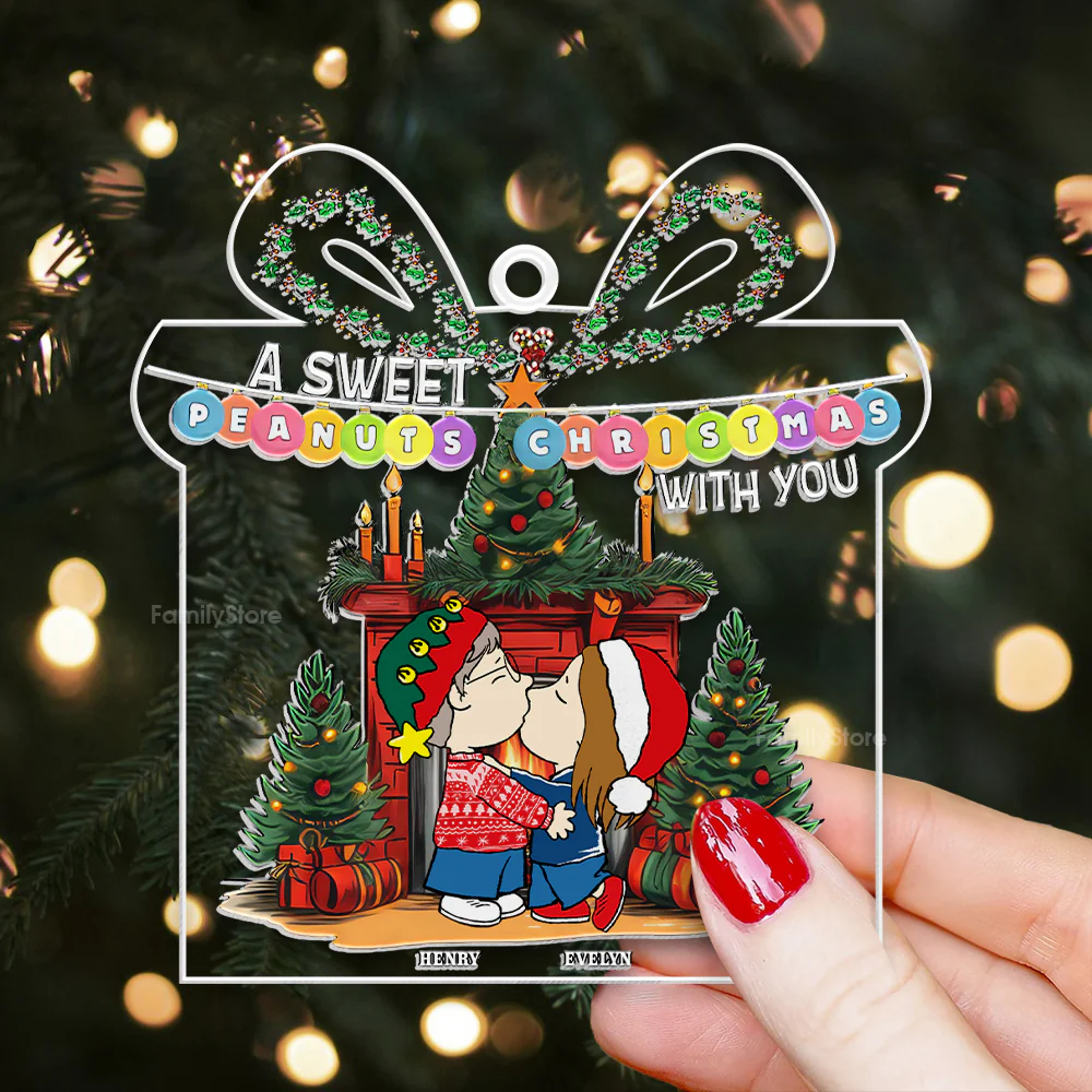 A Sweet Peanut Christmas With You - Personalized Acrylic Ornament - Gift For Couple, Husband Wife - CL45 NH96 - Image 2