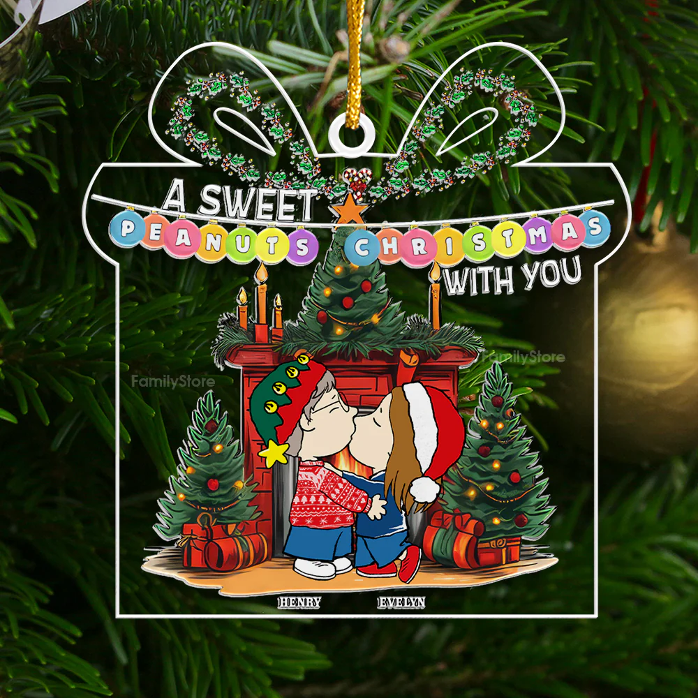 A Sweet Peanut Christmas With You - Personalized Acrylic Ornament - Gift For Couple, Husband Wife - CL45 NH96 - Image 3