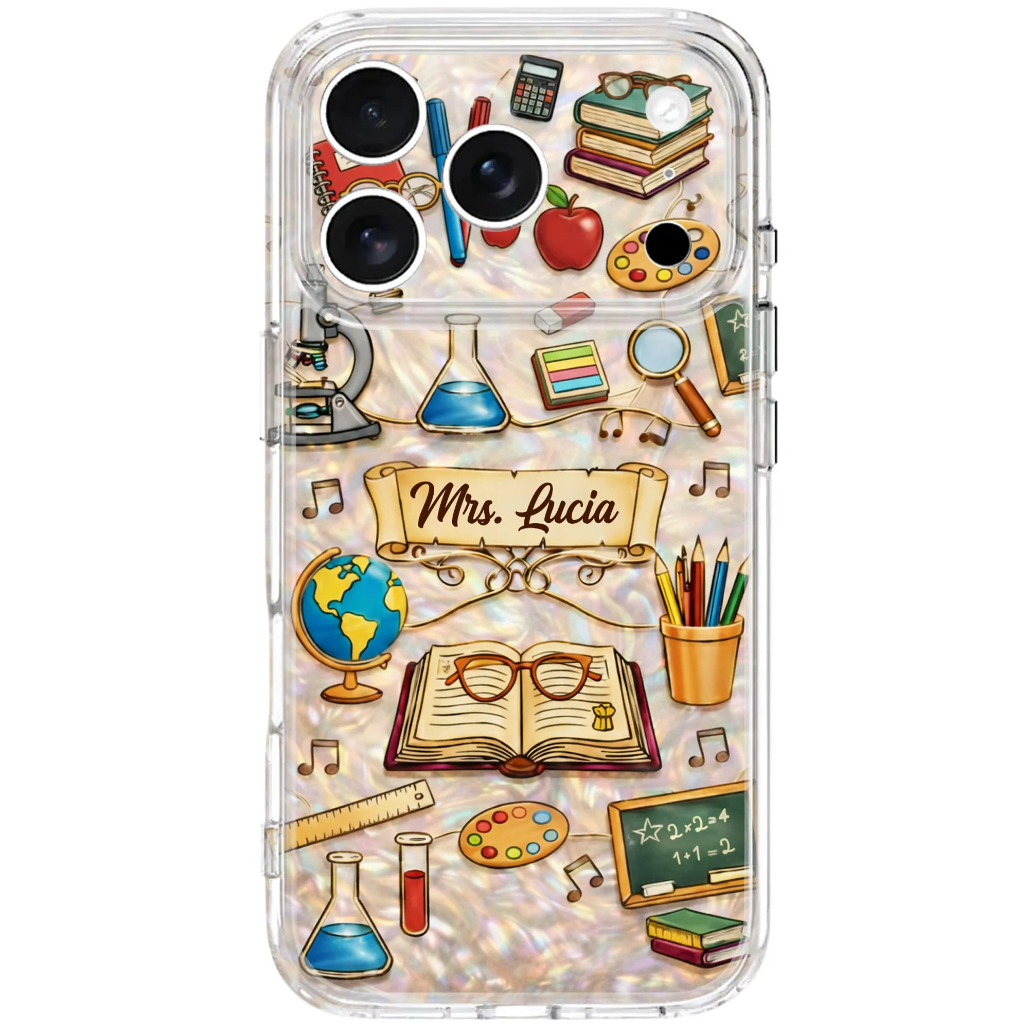 A Teacher Inspires Books Microscope Globe And School Supplies - Personalized Phone Case - Gifts For Teacher - Image 10