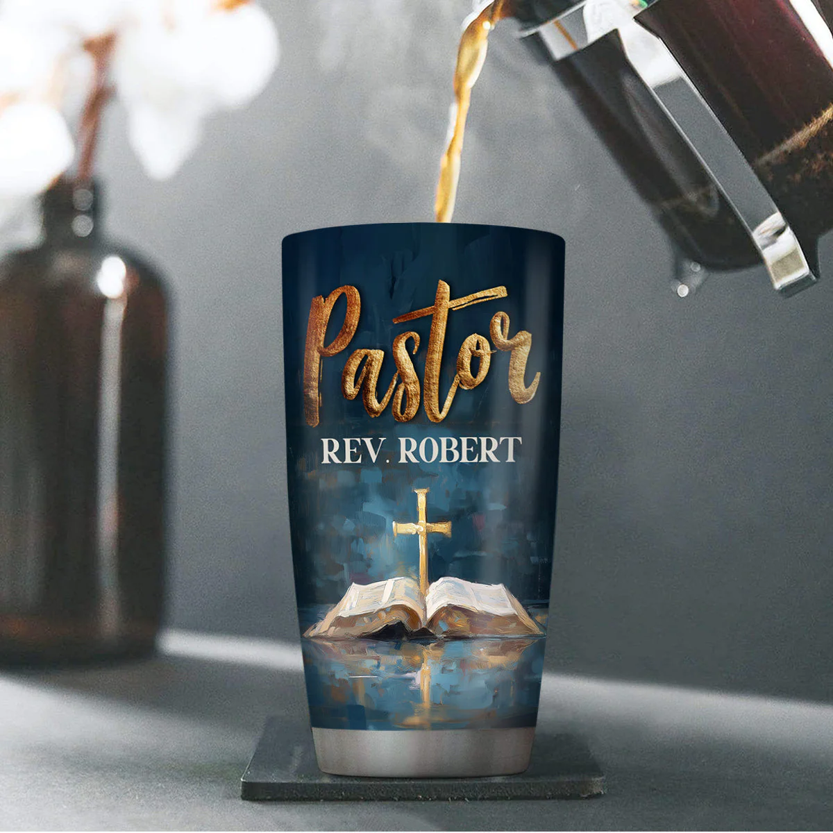 A Truly Great Pastor - Personalized Stainless Steel Tumbler TD118 - Image 4