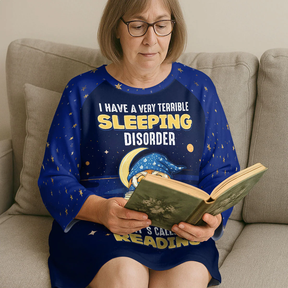 A Very Terrible Sleeping Disorder Called Reading - Personalized Sleep Tee - Image 2