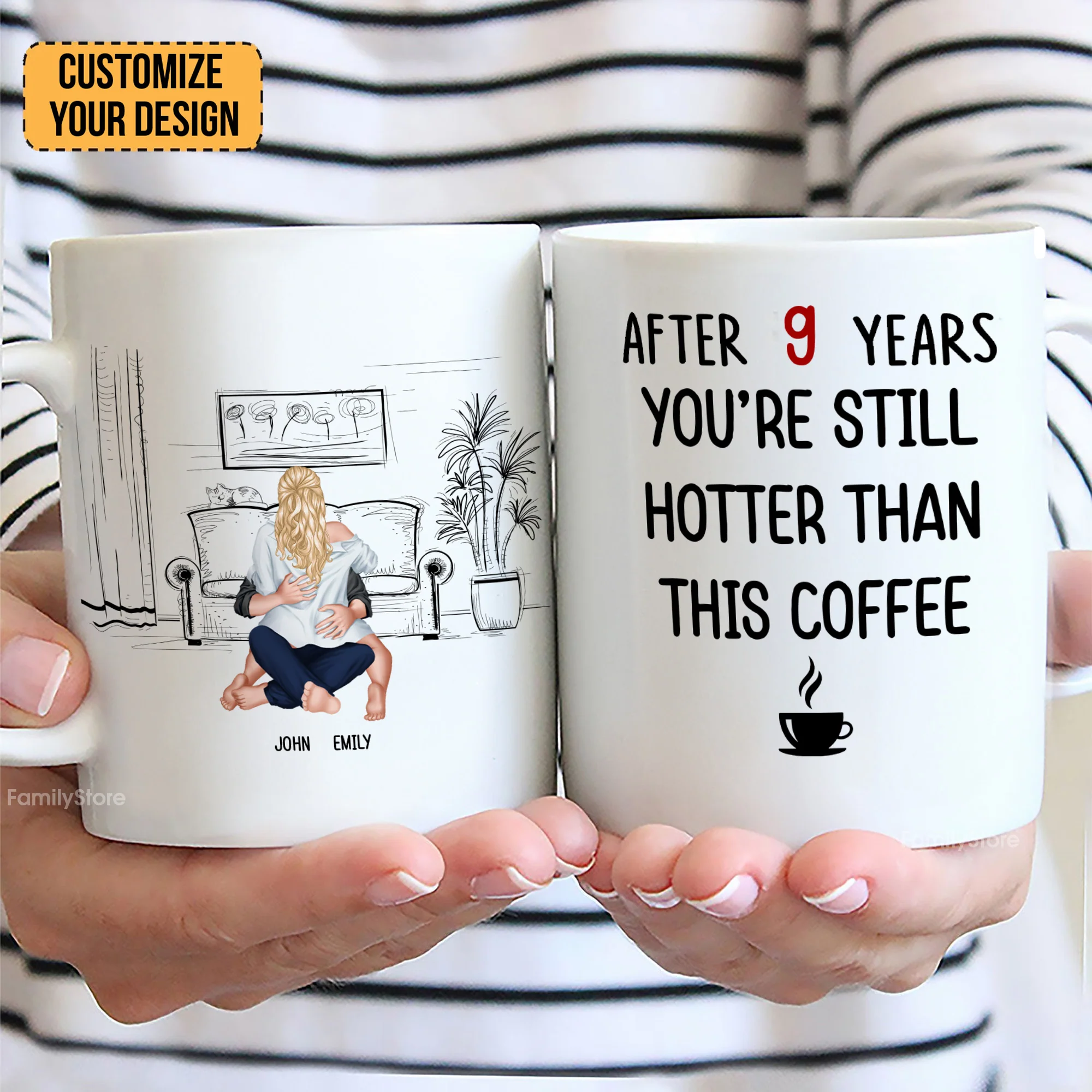 After 9 Years, You're Still Hotter Than This Coffee - Personalized Ceramic Mug - Gift For Couple, Husband Wife - CL28 NH96