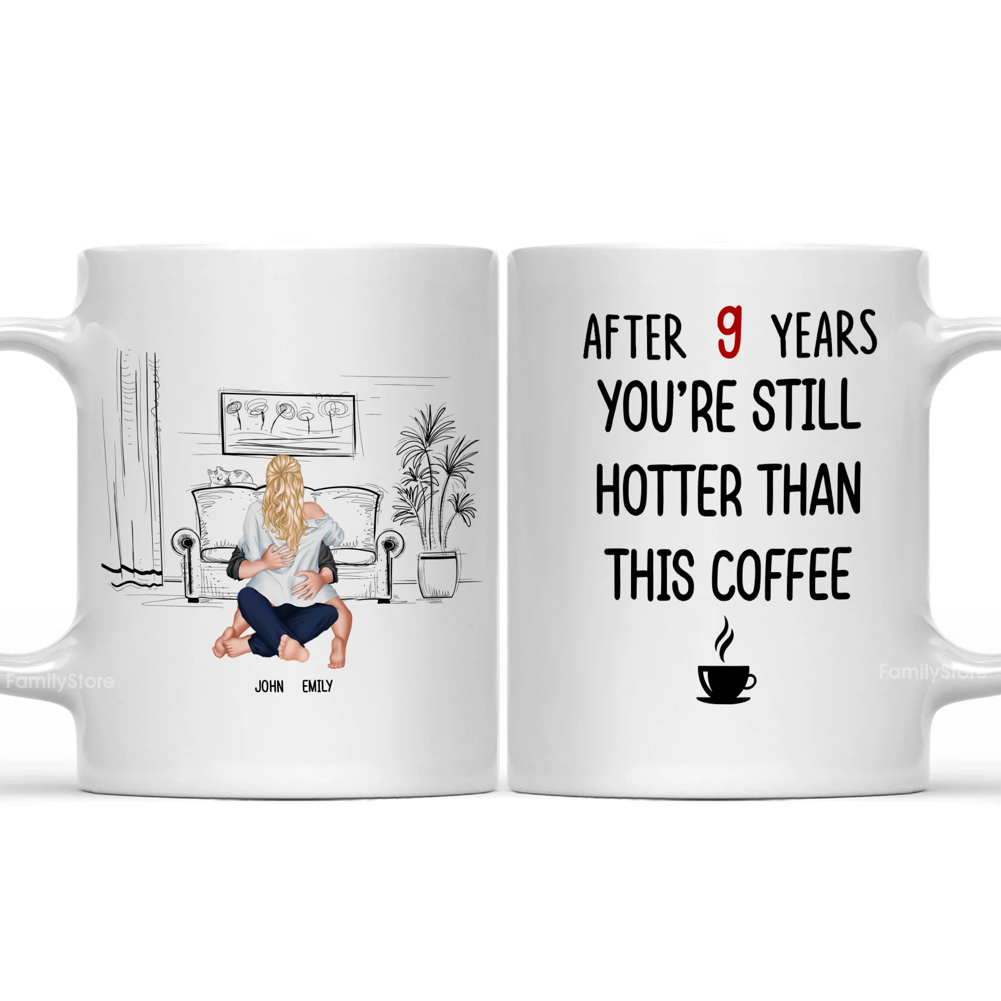 After 9 Years, You're Still Hotter Than This Coffee - Personalized Ceramic Mug - Gift For Couple, Husband Wife - CL28 NH96 - Image 3