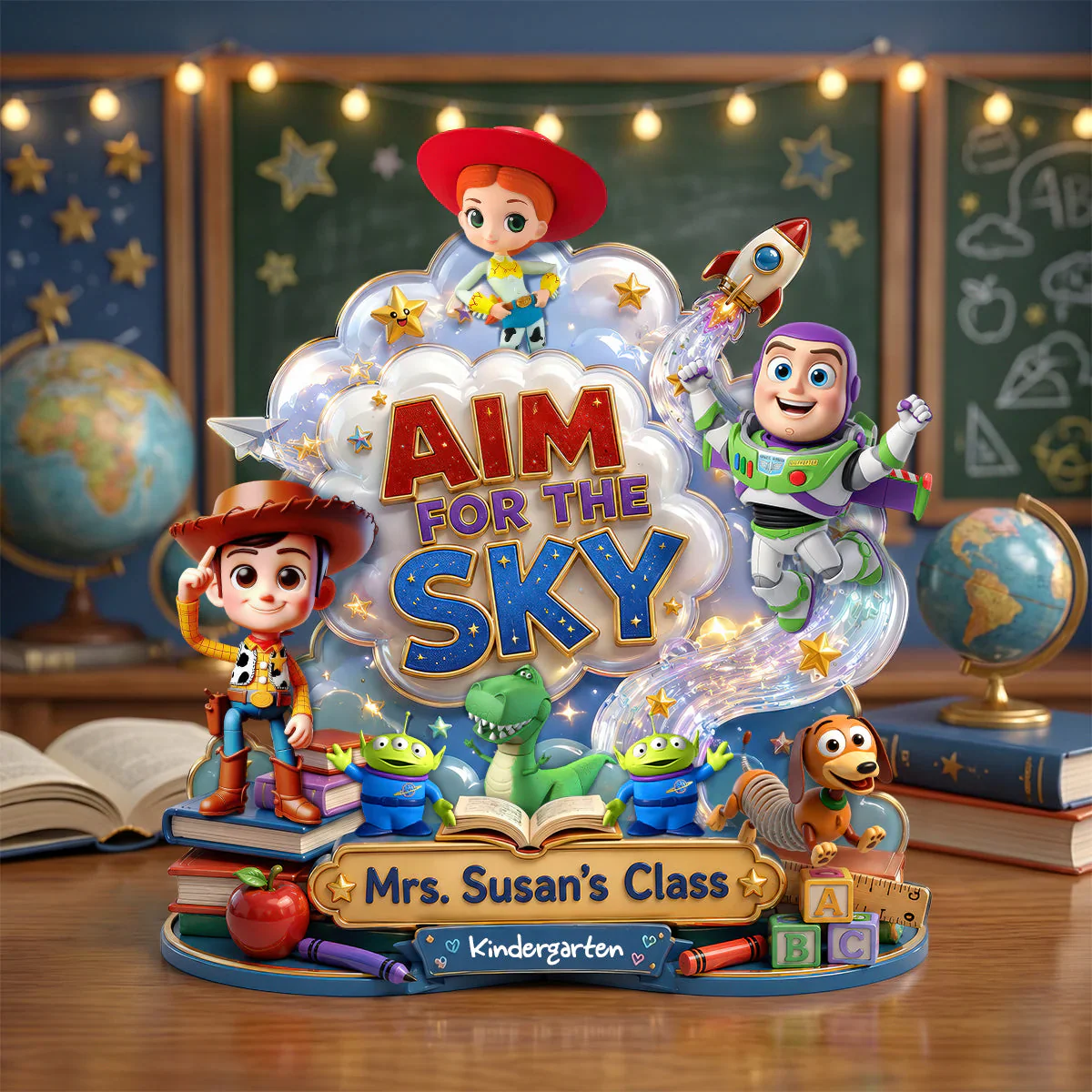Aim For The Sky - Personalized Acrylic Plaque - Back To School Gift For Teacher - Cowboy Story DSNY