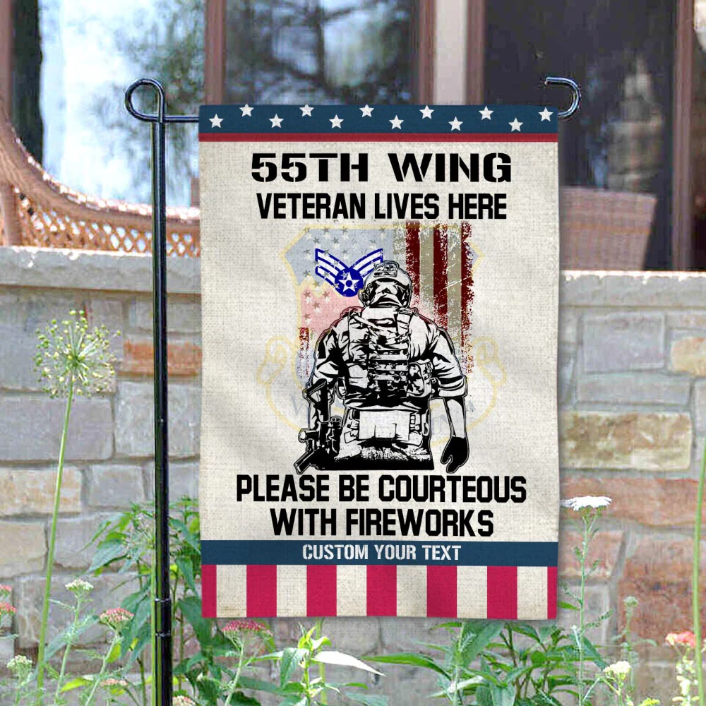 Air Force Veteran Lives Here Please Be Courteous With Fireworks Flag - Gift For Veterans, Patriotic | HN02