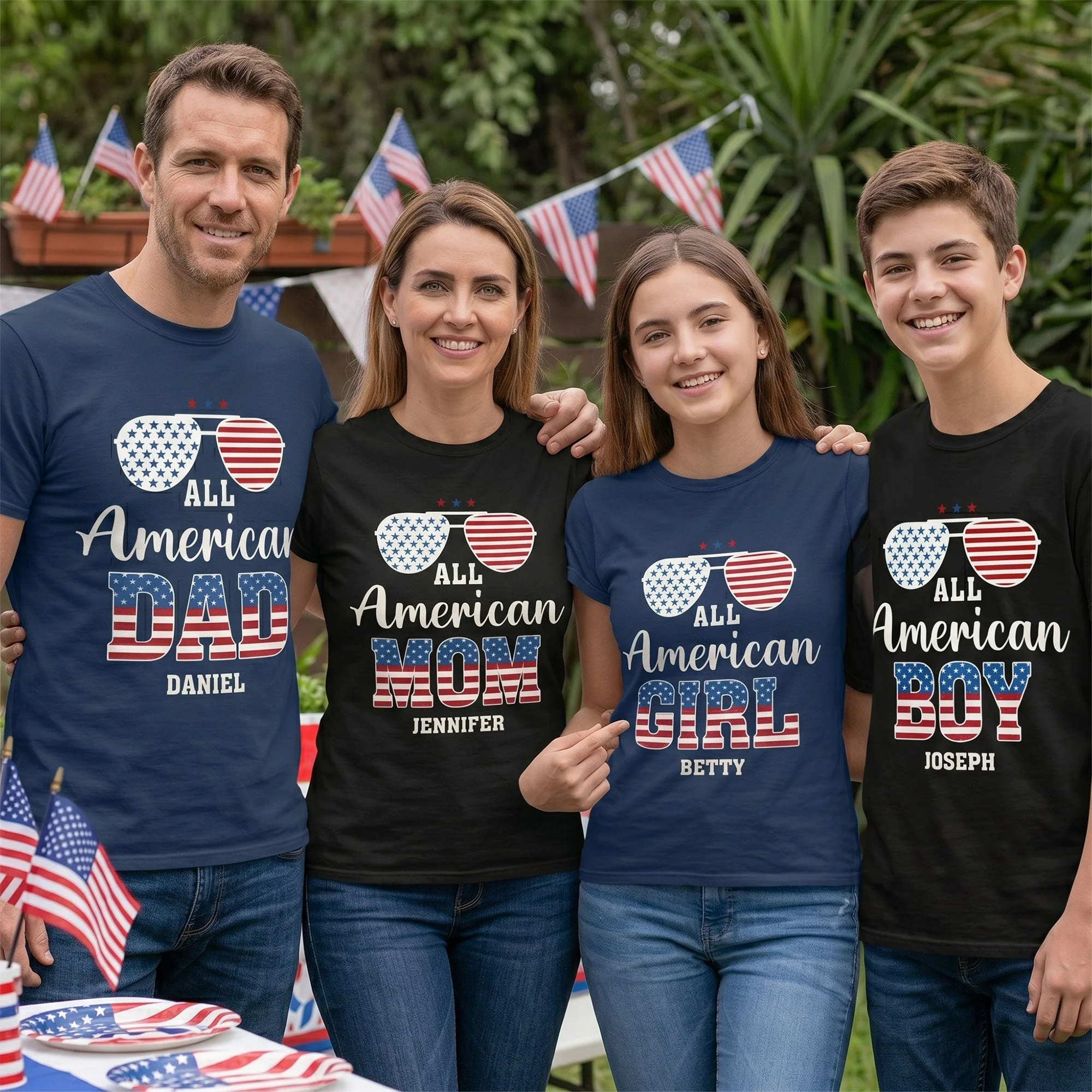 All American Dad Mom Family Matching Flag Sunglasses - Personalized Shirt - Gift For Family - Image 3