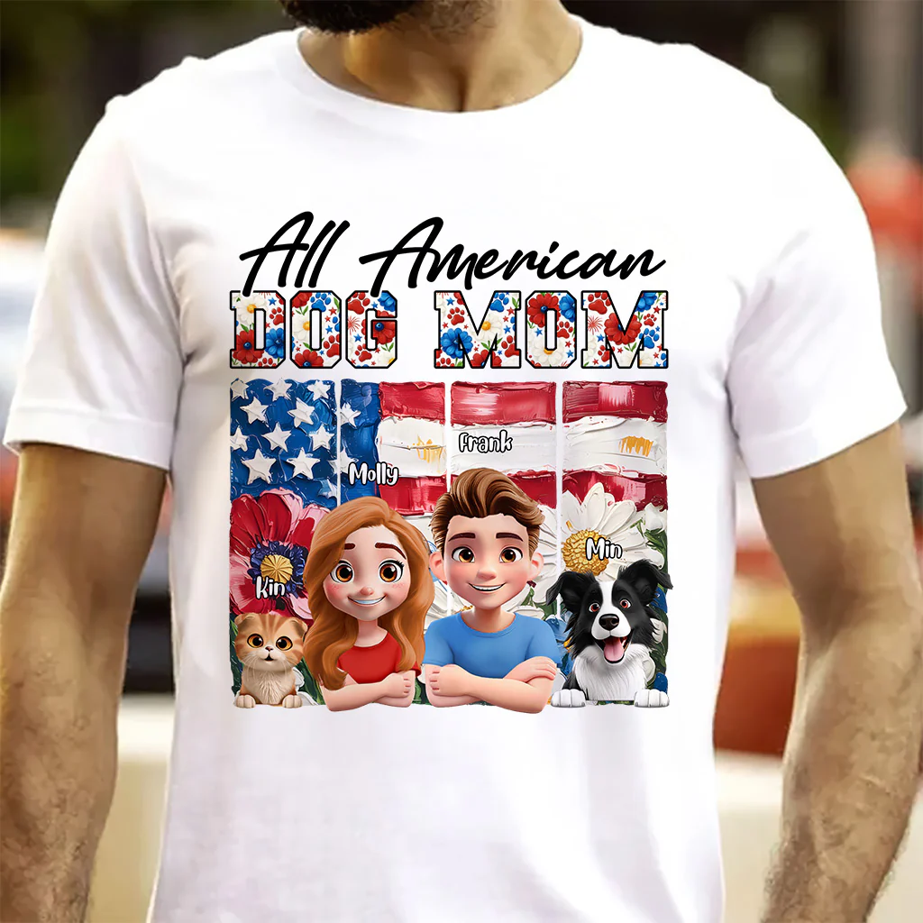 All American Dog Mom - Personalized T-shirt - Patriotic Gift For Family, Pet Lovers | CLP16 HN02 - Image 4