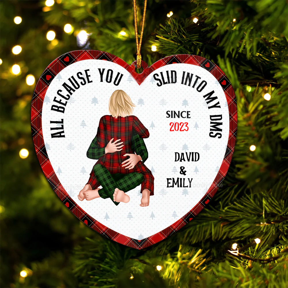 All Because You Slid Into My Dms - Gift for Couples - Personalized Wood Ornament - CL28 NH96 - Image 5