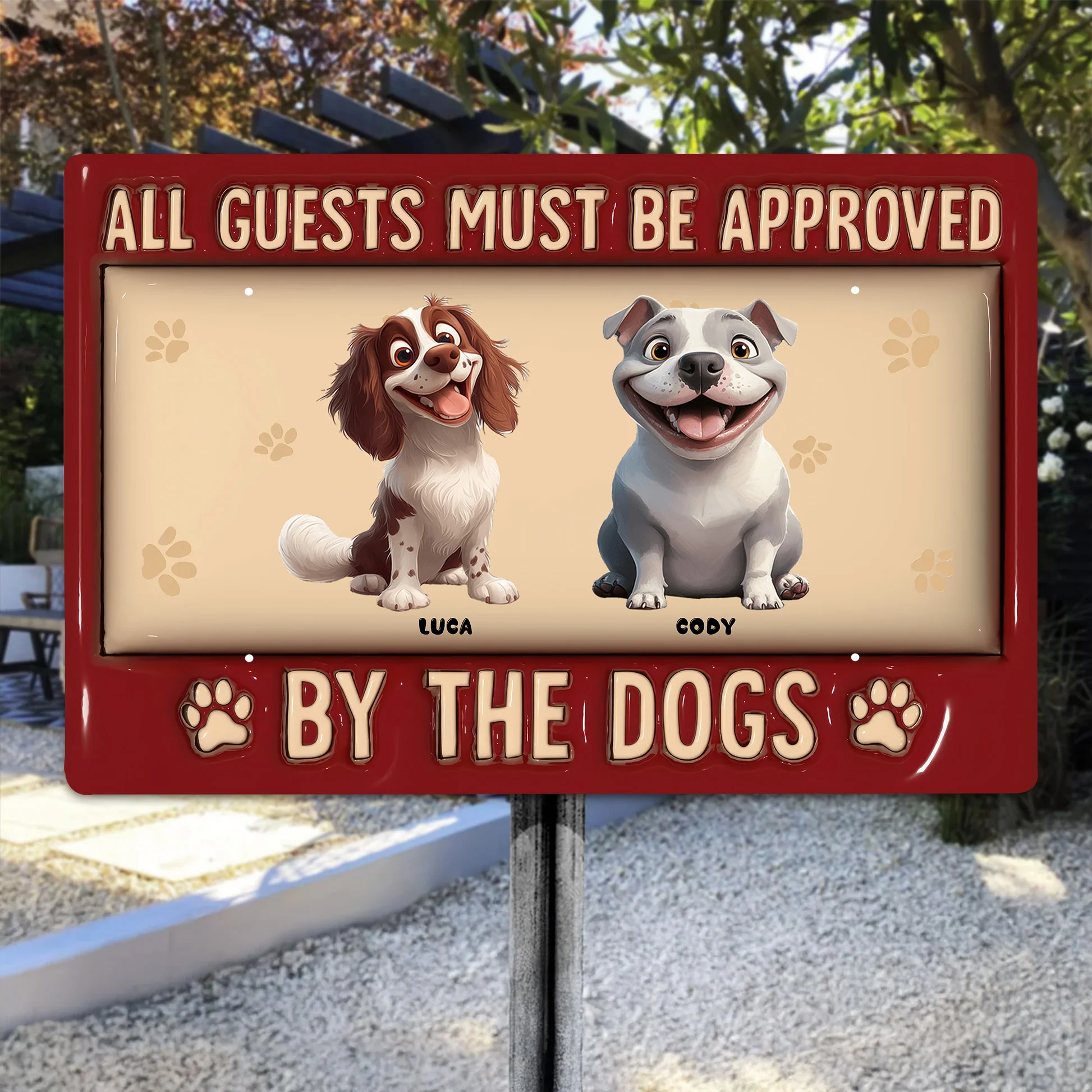All Guests Must Be Approved By Cartoon Dogs - Personalized 3D Inflated Effect Metal Sign - Gift For Dog Lovers | CLP15 NA94 - Image 2