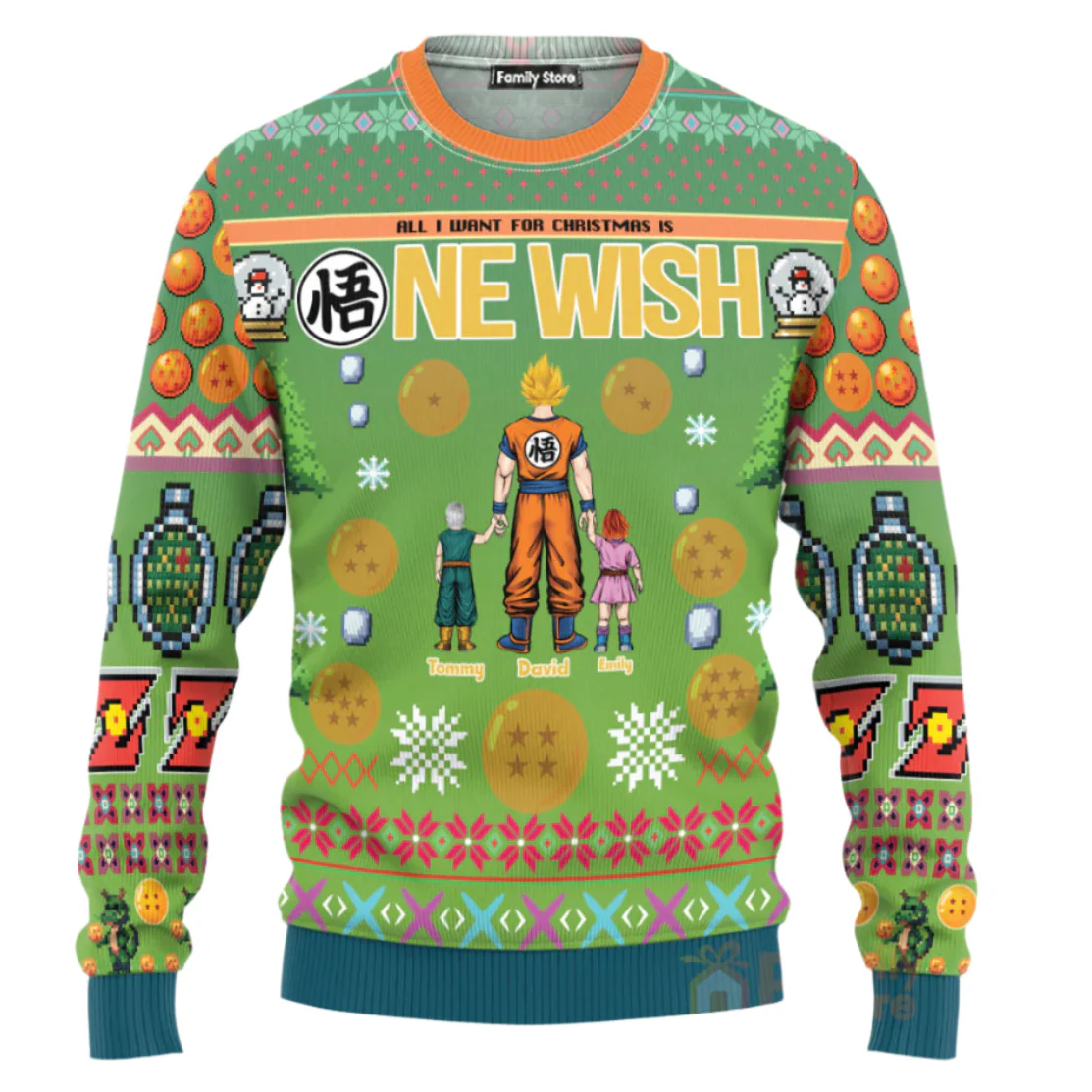DrBa All I Want For Christmas Is New Wish - Personalized Ugly Sweatshirt - Gift for Dad, Grandpa, Husband CL03 NA94