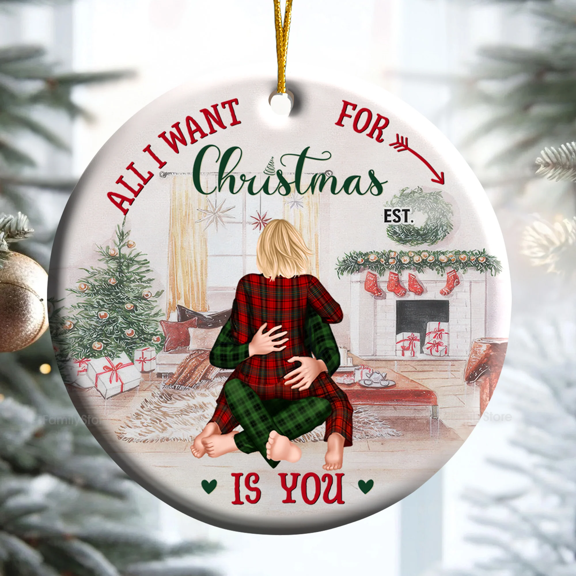 All I Want For Christmas Is You - Gift for Couples - Personalized Ceramic Ornament - CL28 NH96 - Image 2