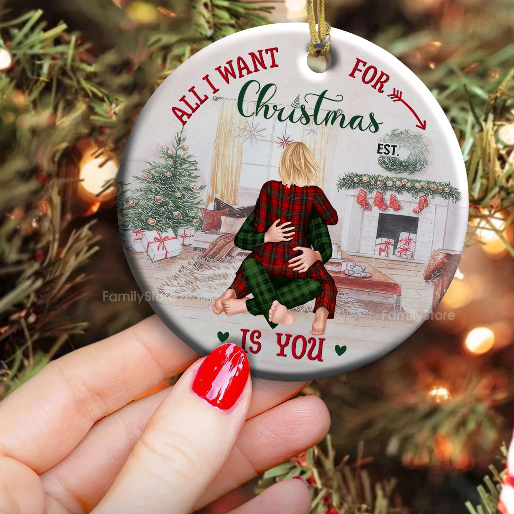 All I Want For Christmas Is You - Gift for Couples - Personalized Ceramic Ornament - CL28 NH96 - Image 3