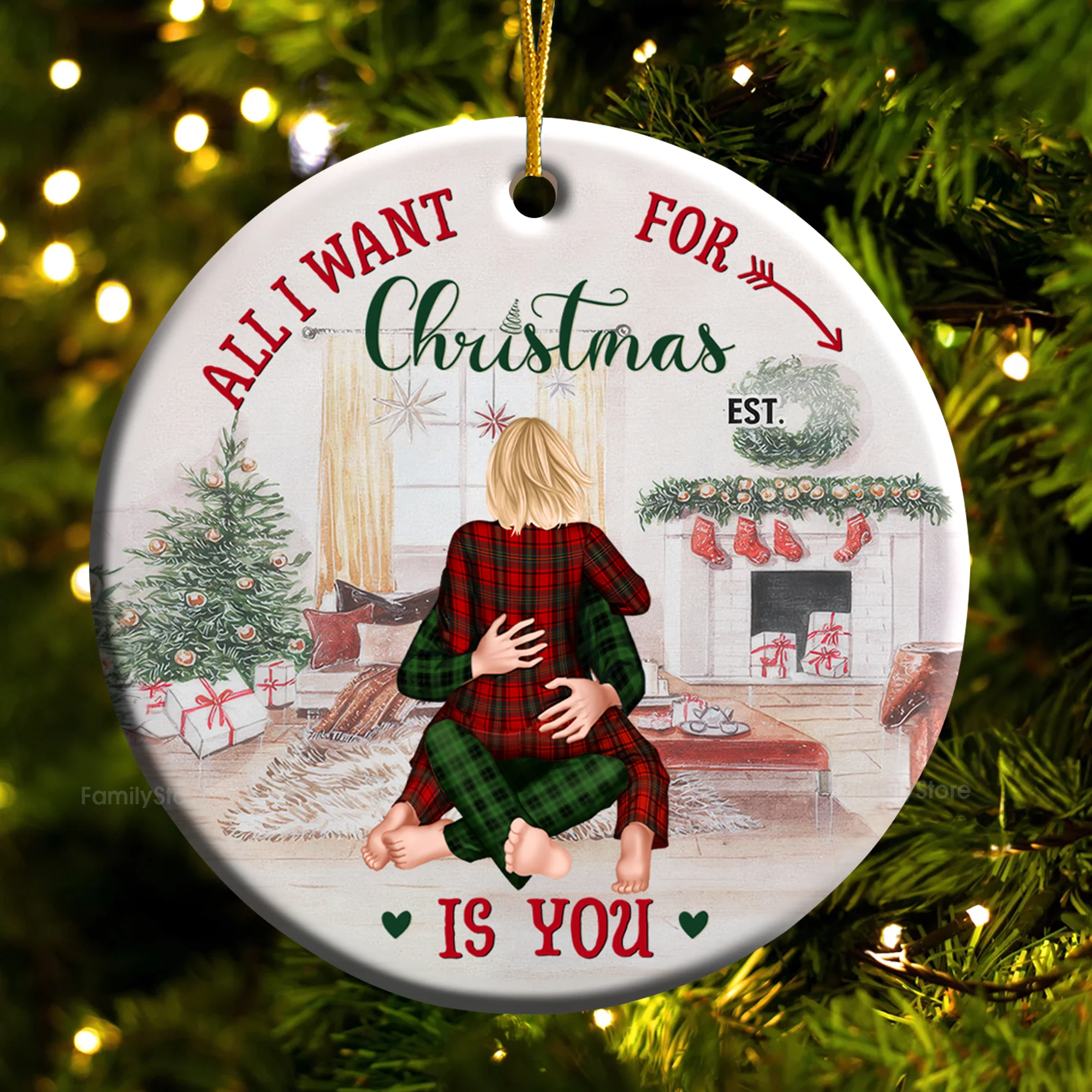 All I Want For Christmas Is You - Gift for Couples - Personalized Ceramic Ornament - CL28 NH96 - Image 4