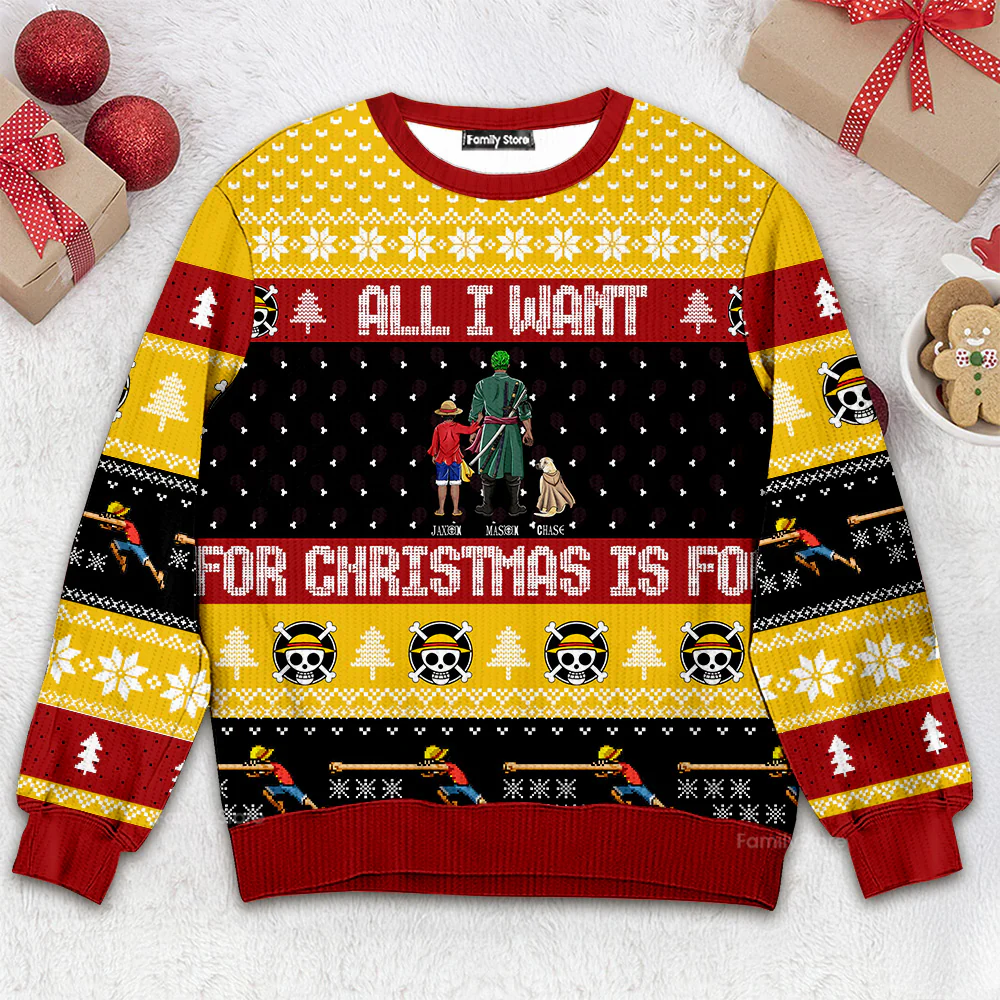 All I Want For Christmas OnPi Pirate Adventure - Gift for Dad, Grandpa, Husband - Personalized Ugly Sweatshirt - CL11 NH96