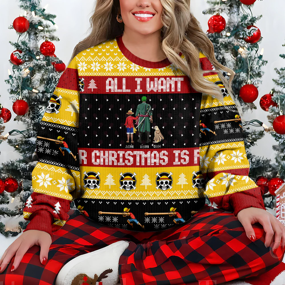 All I Want For Christmas OnPi Pirate Adventure - Gift for Dad, Grandpa, Husband - Personalized Ugly Sweatshirt - CL11 NH96 - Image 3