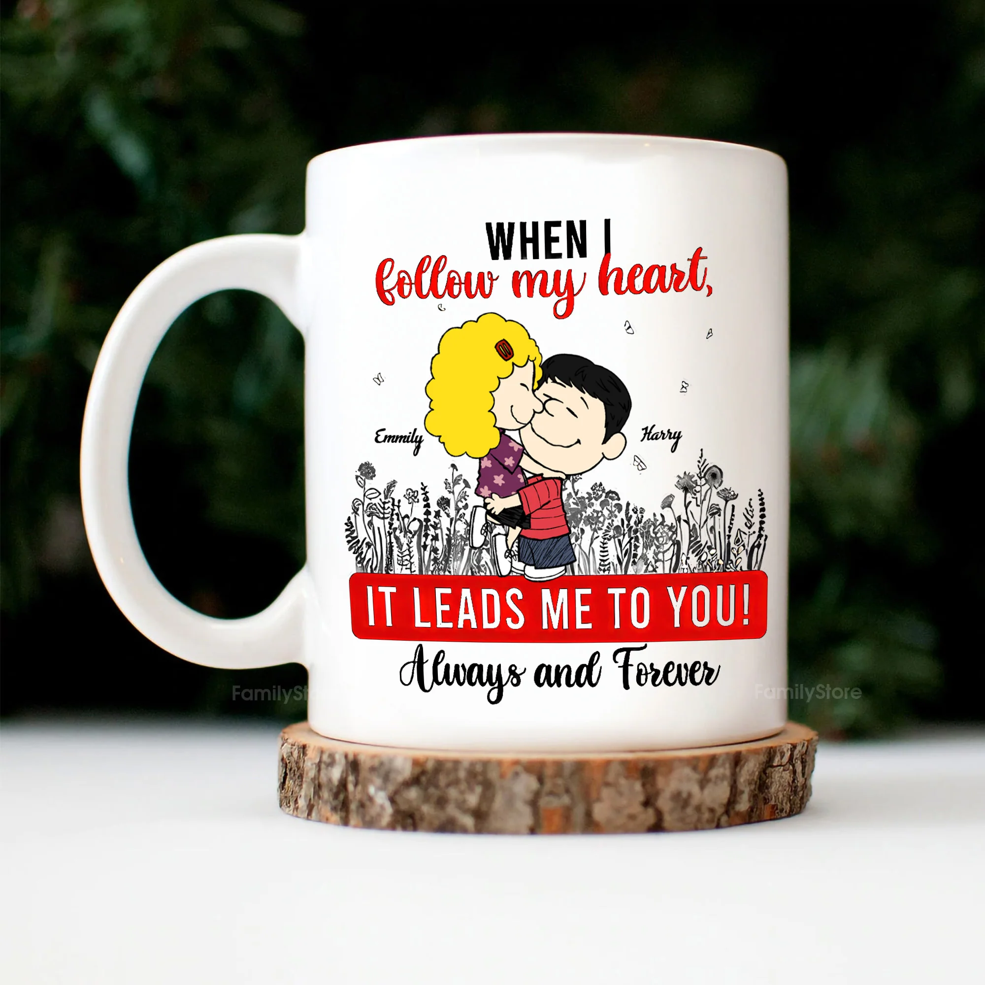 Always And Forever Peanut Couple - Personalized Accent Coffee Mug - Gift For Couple, Husband Wife | GR8 NH96 - Image 3