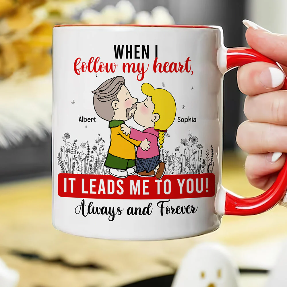 Always And Forever Peanut Couple - Personalized Accent Coffee Mug - Gift For Couple, Husband Wife | GR9 NH96