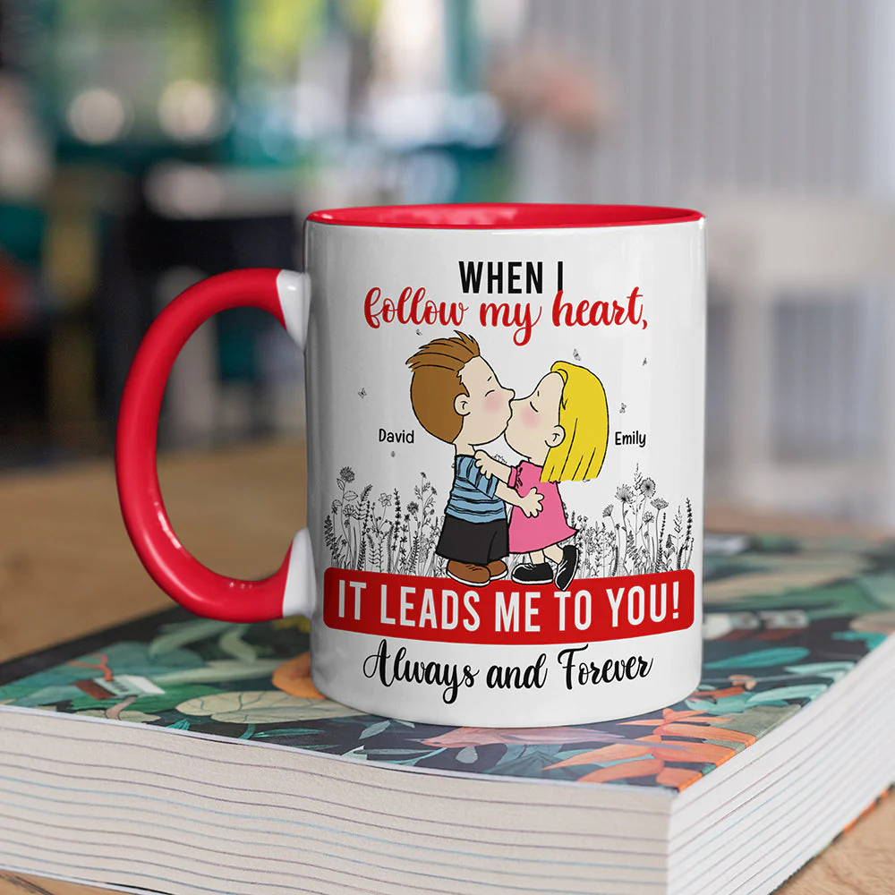 Always And Forever Peanut Couple - Personalized Accent Coffee Mug - Gift For Couple, Husband Wife | GR9 NH96 - Image 3