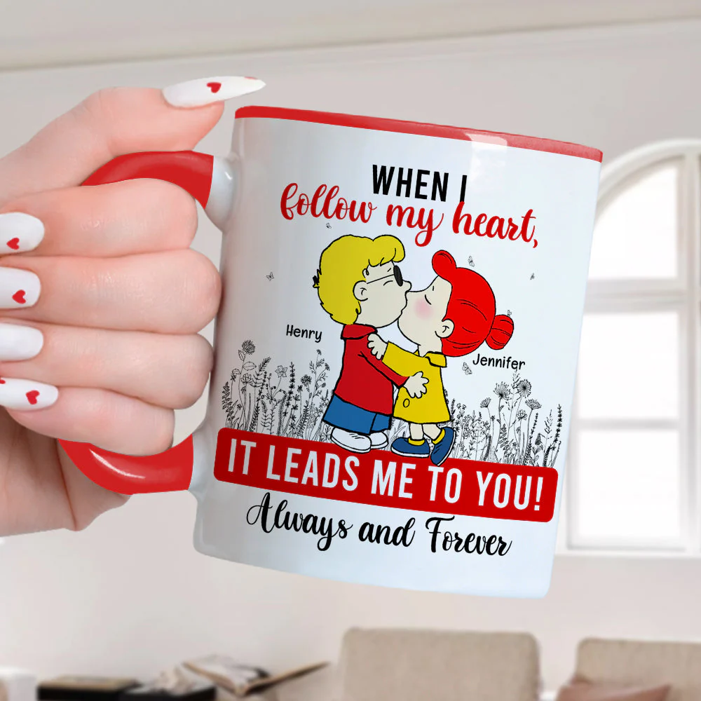 Always And Forever Peanut Couple - Personalized Accent Coffee Mug - Gift For Couple, Husband Wife | GR9 NH96 - Image 4