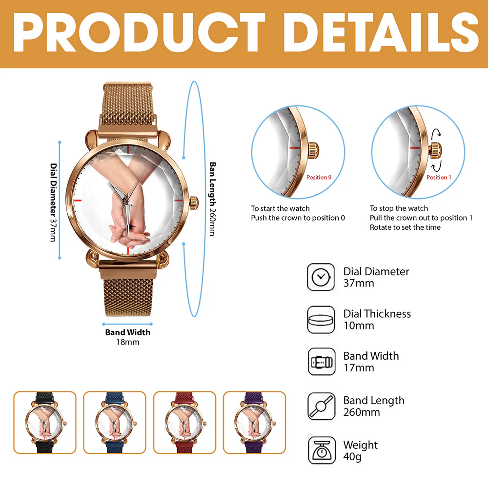 Always By Your Side - Personalized Custom Photo Hand Watch - Gifts To Remember Loved One - Image 2