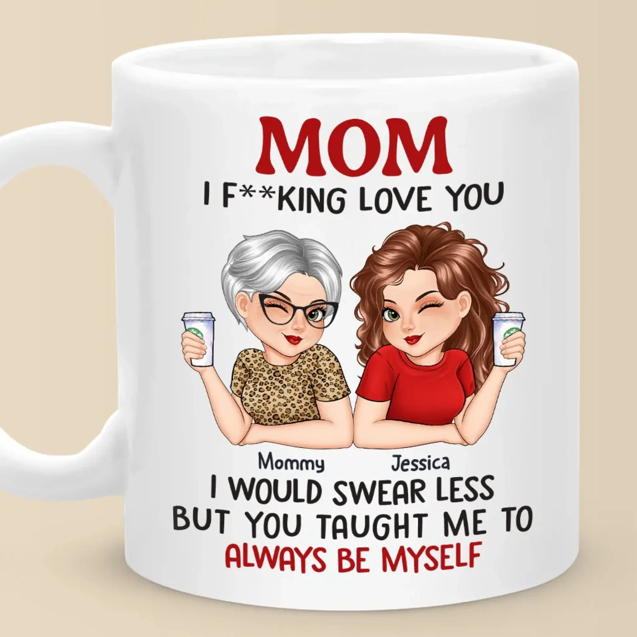 Always Myself Because Of You, Mom - Personalized Ceramic Mug - Gift For Mom, Mother's Day | CLGOD04 HN02
