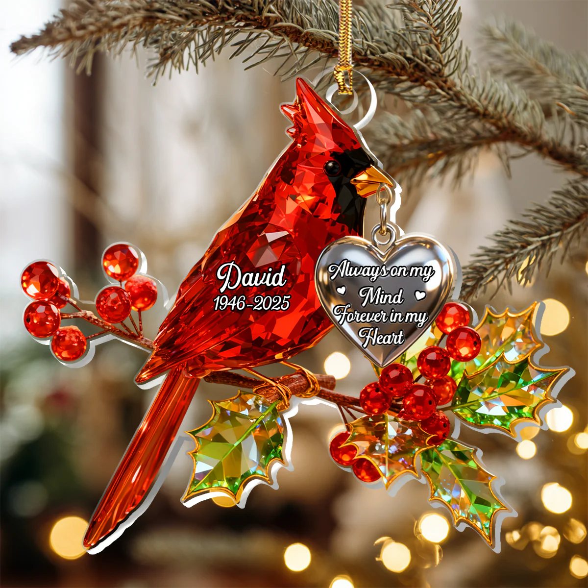 Always On My Mind Forever In My Heart - Personalized 1-Layer Acrylic Ornament HL128