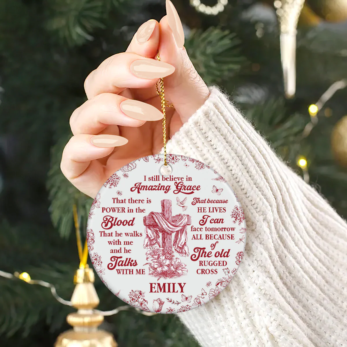Amazing Grace - Personalized Ceramic Ornament TD118 - Image 2