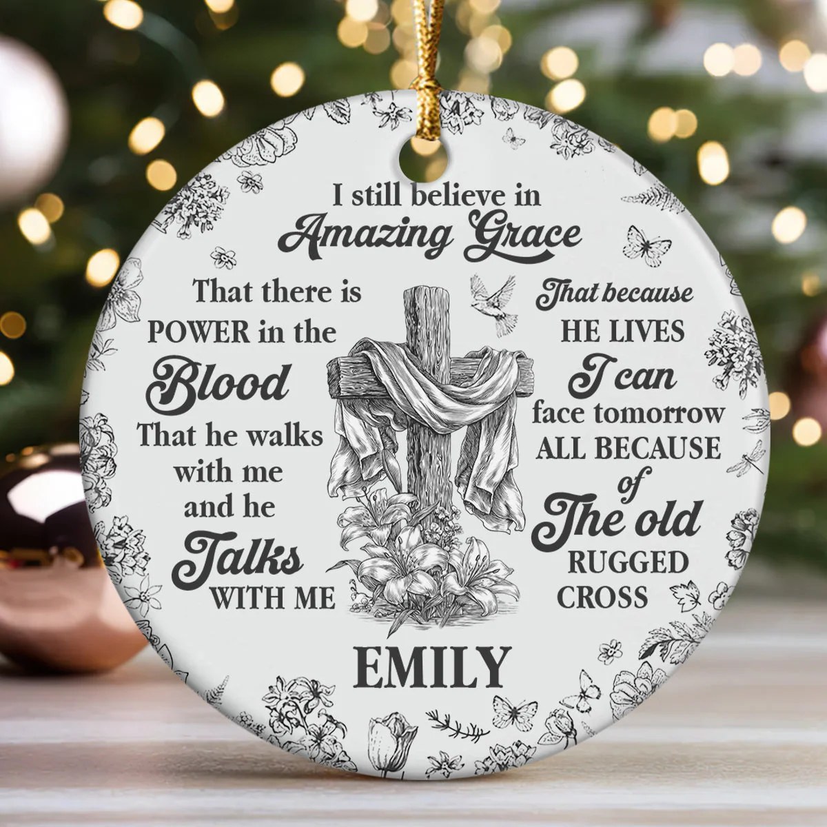 Amazing Grace - Personalized Ceramic Ornament TD118 - Image 3